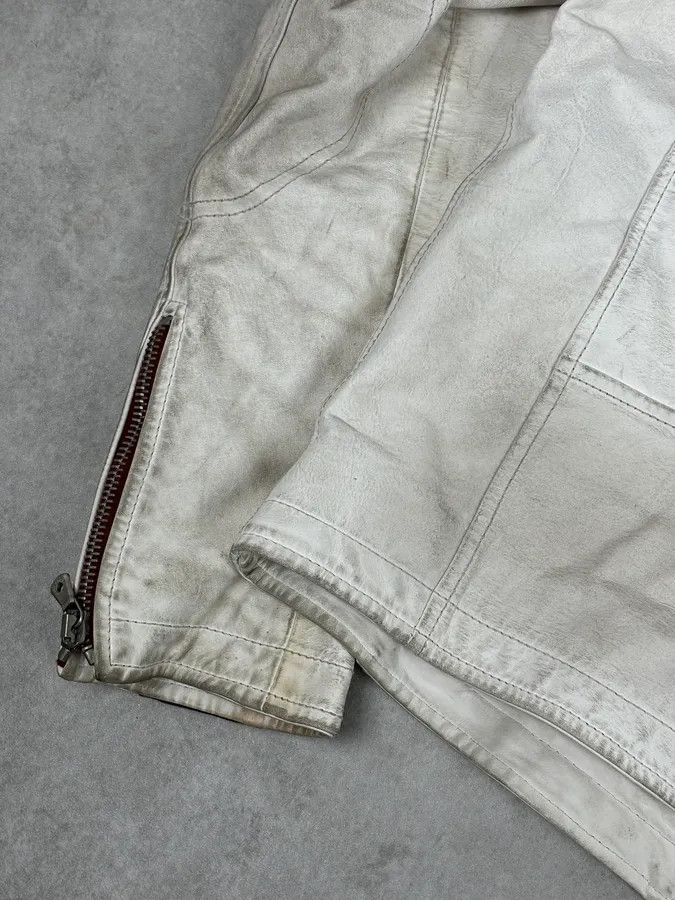 Dolce & Gabbana 2000s Dolce & Gabbana Biker White Faded Leather Jacket Size US M / EU 48-50 / 2 - 10 Thumbnail