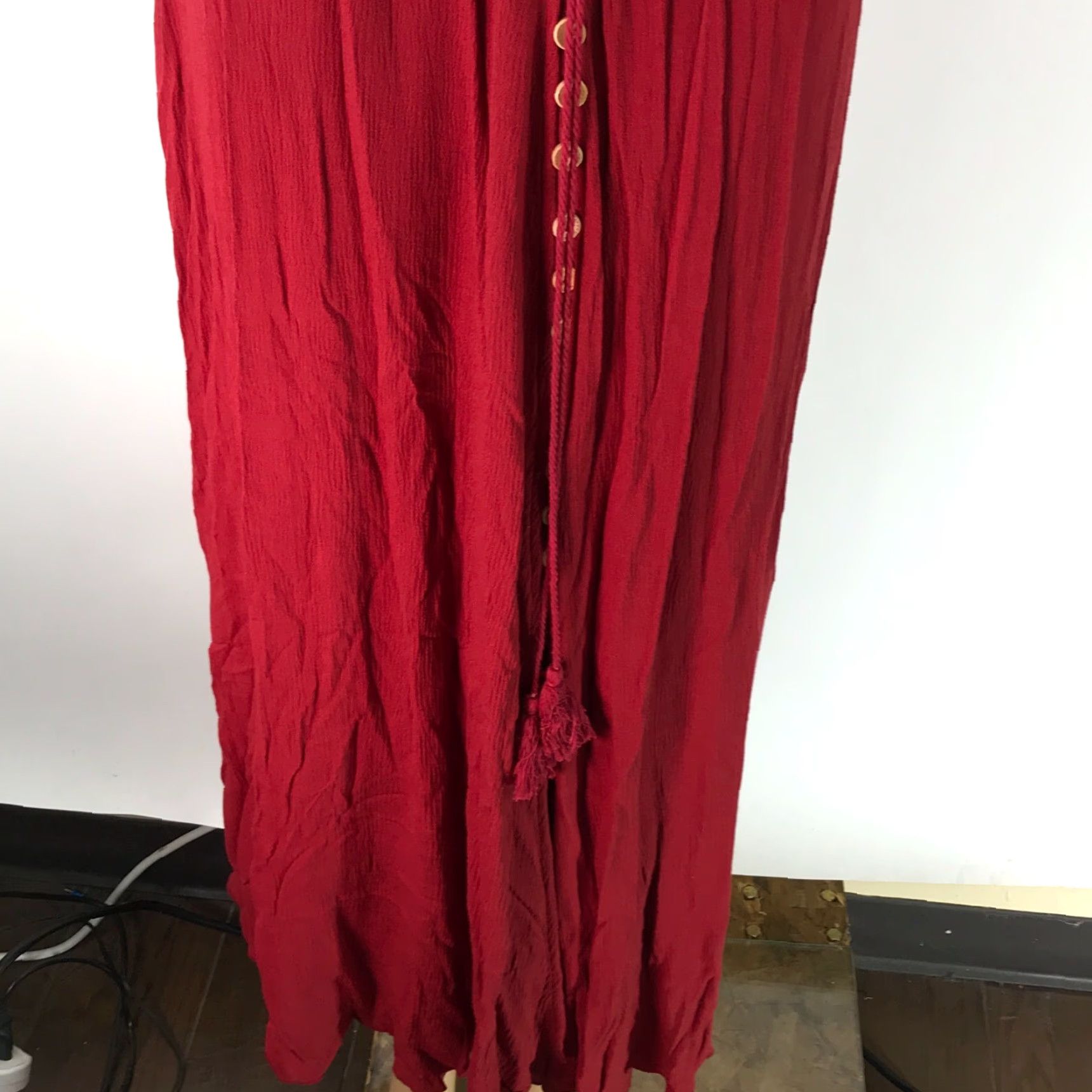 Rusty Womens Smoked Waist Button Up Split Rust Maxi Dress Short Sleeves Size Medium Size 32" / US 10 / IT 46 - 6 Thumbnail