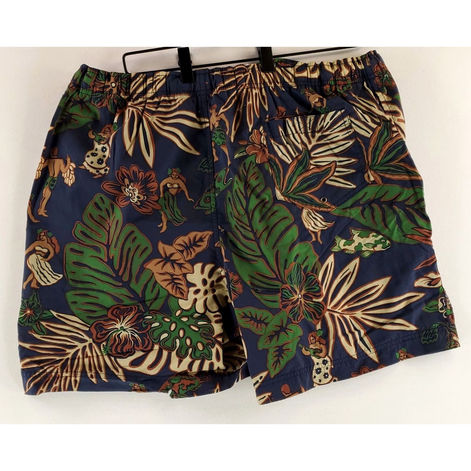 Vintage Polo Sport Swim Trunks Hawaiian Hula Girl Blue Green Lined Mens XL (37 Actual) Size US XL / EU 56 / 4 - 3 Thumbnail