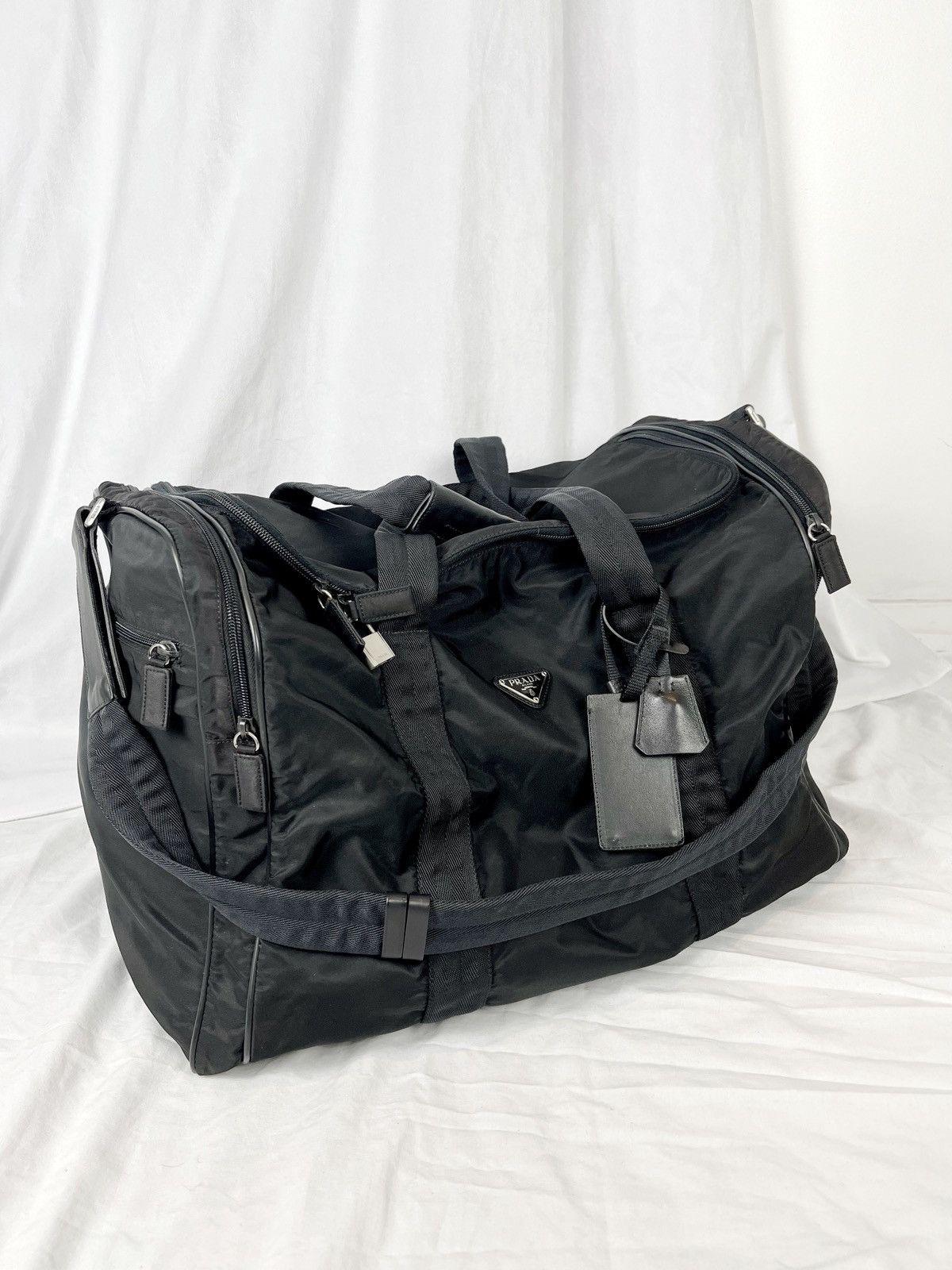 Prada 🖤 Prada Nylon Leather 2 way Duffle Bag w/ Lock & Charms 🖤 Size ONE SIZE - 4 Thumbnail