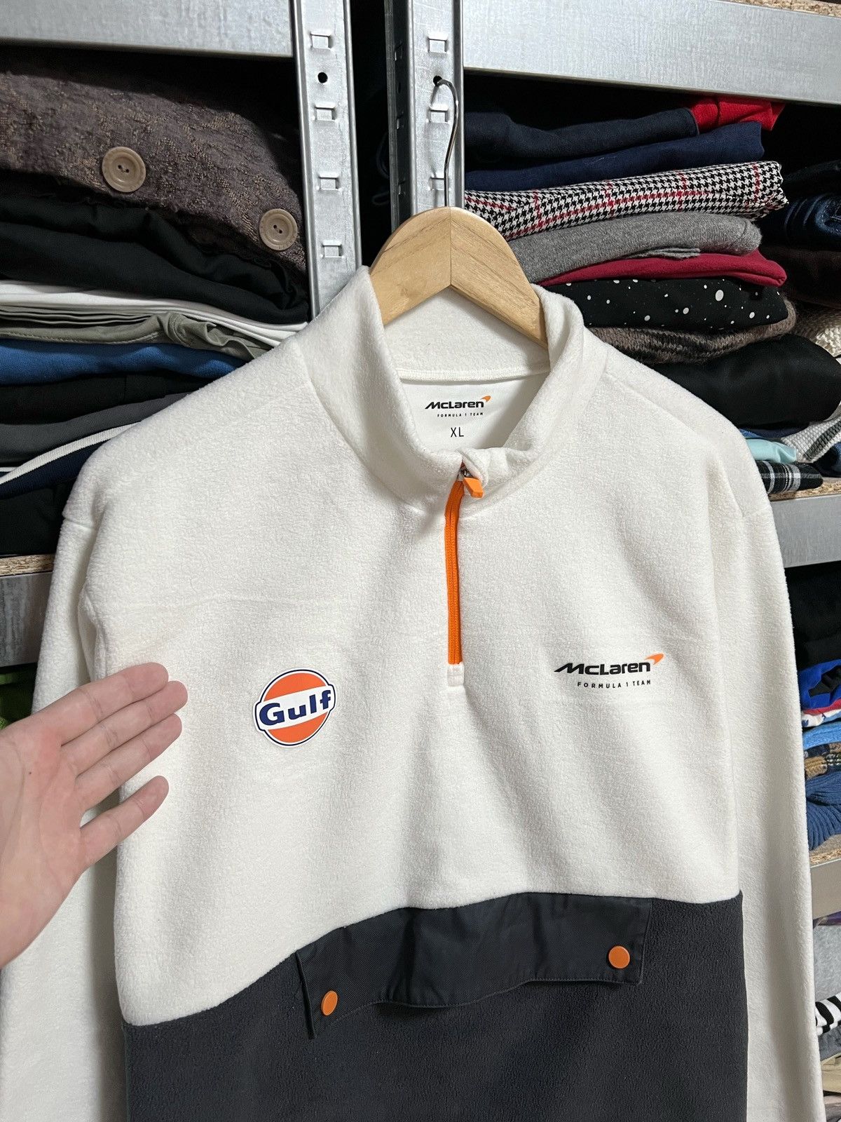 Formula 1 McLaren Gulf White Fleece Jacket Formula 1 F1 Racing Size XL Size US XL / EU 56 / 4 - 2 Thumbnail
