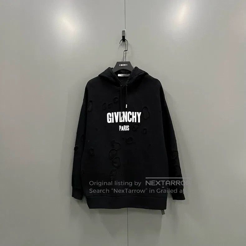 Givenchy Givenchy Black Large Destruction Logo Hoodie - Size S Size US S / EU 44-46 / 1 - 1 Thumbnail