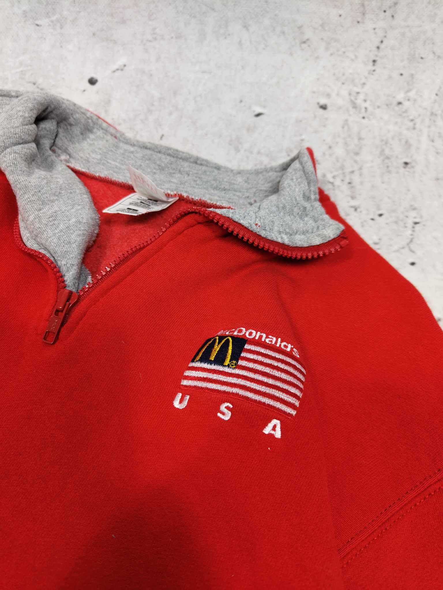 Fruit Of The Loom × Vintage 90s Vintage McDonald's Quarter Zip Sweatshirt promo Size US L / EU 52-54 / 3 - 2 Thumbnail