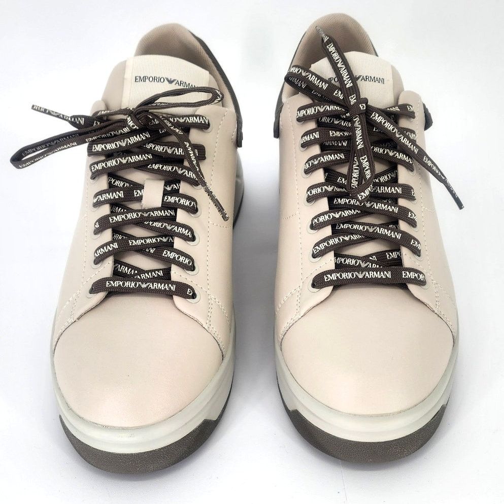 Emporio Armani Emporio Armani Beige Leather Low-Top Sneakers 41 Size US 8 / EU 41 - 3 Thumbnail