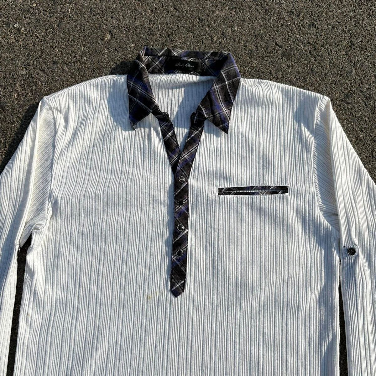 Japanese Brand ❌SOLD❌Mata Bene Ribbed Long Sleeve Layered Shirt Size US XXS / EU 40 - 4 Thumbnail
