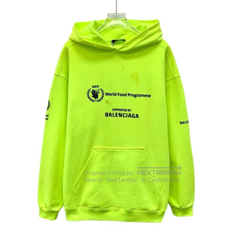 Balenciaga Balenciaga Neon Yellow Cotton Logo Letter Embroidered Hood Size US XS / EU 42 / 0 - 1 Thumbnail