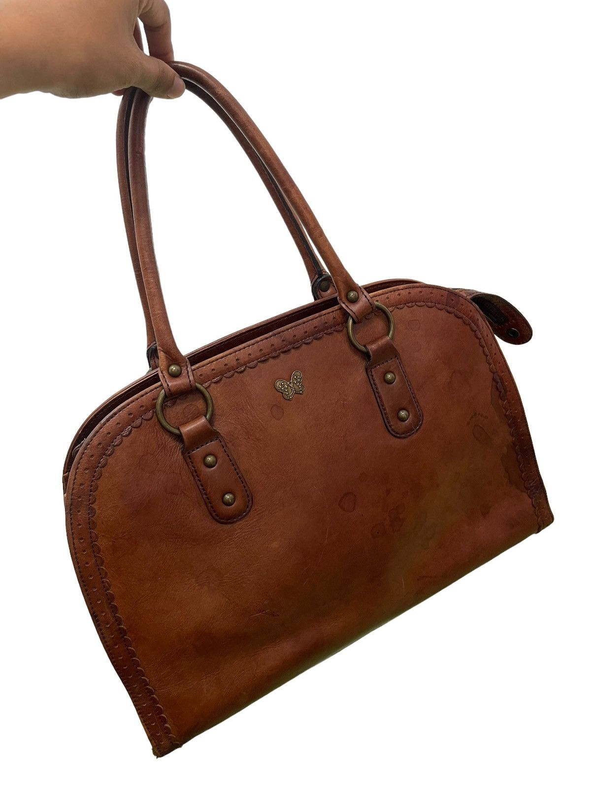 Japanese Brand Full Leather Patina Vintage Anna Sui Tote Bag 2🟩 Size ONE SIZE - 3 Thumbnail
