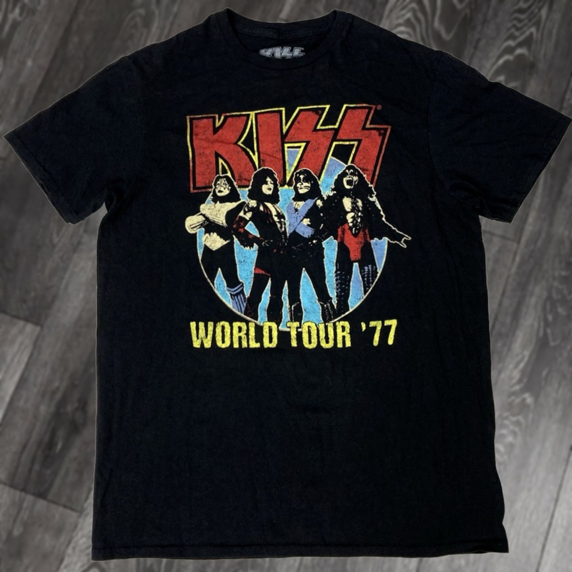 Vintage Kiss World Tour 77 Graphic T-shirt Women Medium Black Short Sleeve Merch Music Shirt Size M / US 6-8 / IT 42-44 - 1 Thumbnail