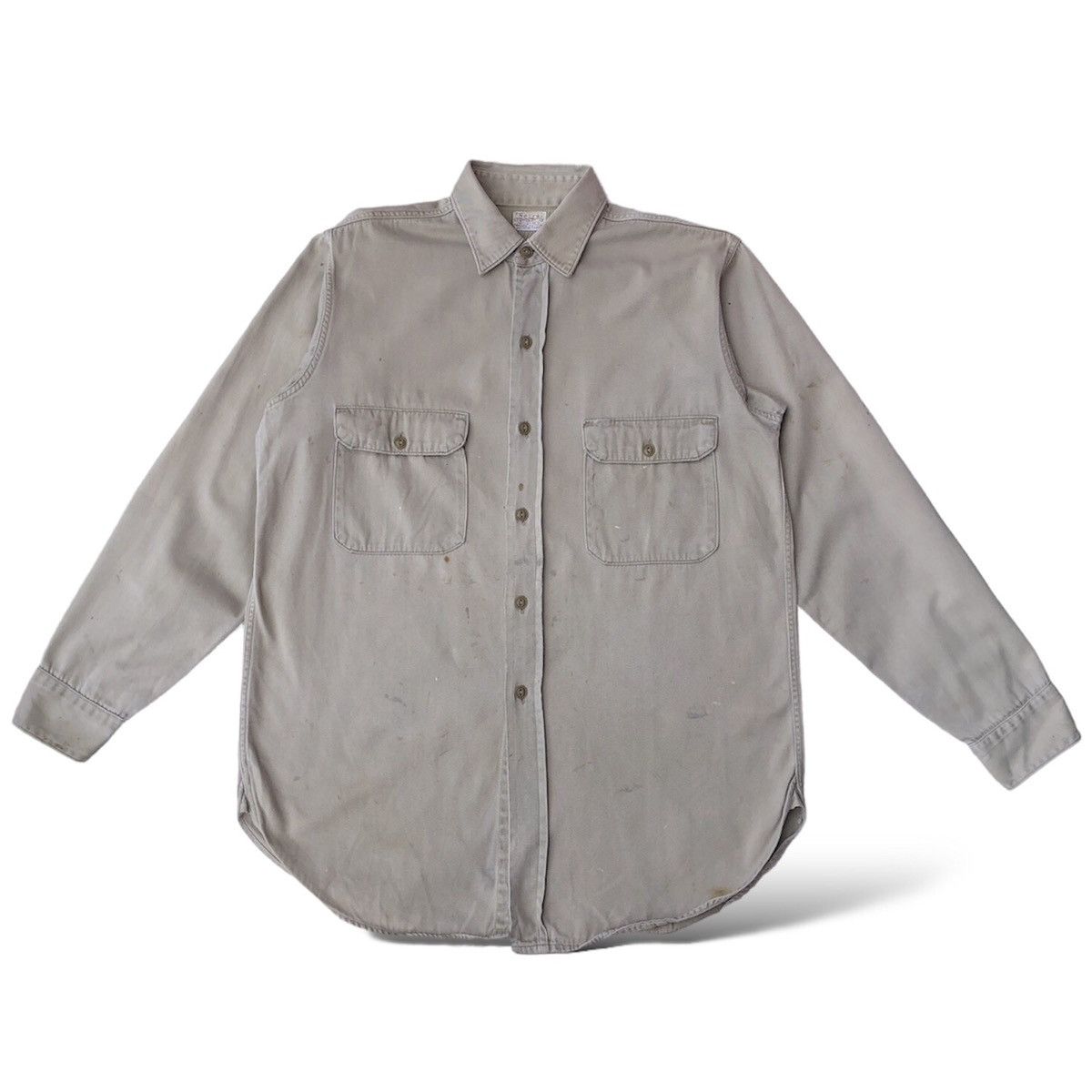 Sears Vintage 50's Sears Khaki Work Shirt Cat Eyes Button Size US L / EU 52-54 / 3 - 1 Thumbnail