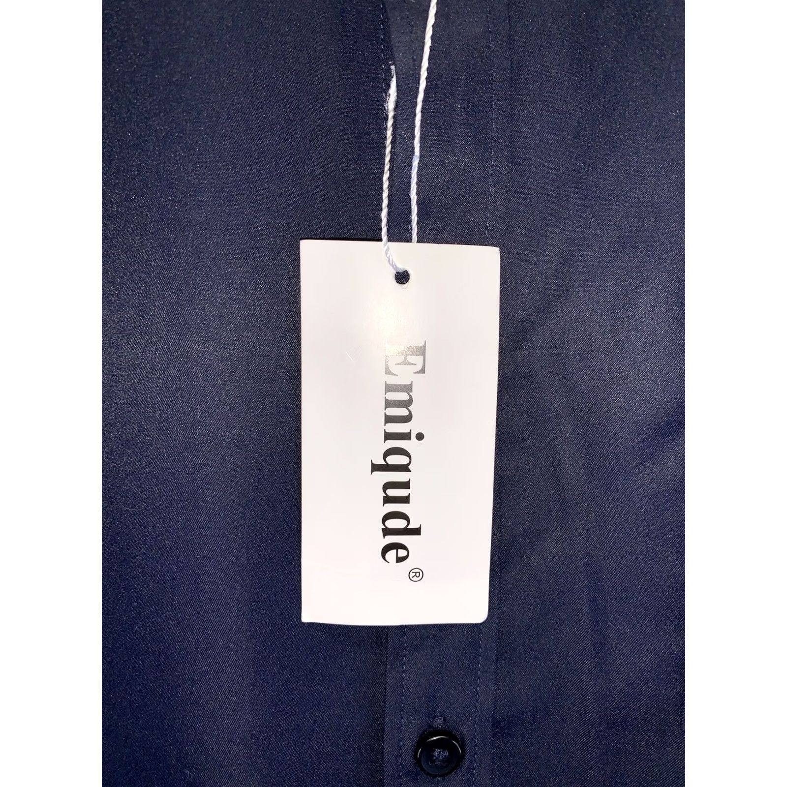 Vintage Emiqde Mens Navy Blue Slim Fit Dress Shirt XL NWT-7598 Size 46R - 2 Thumbnail