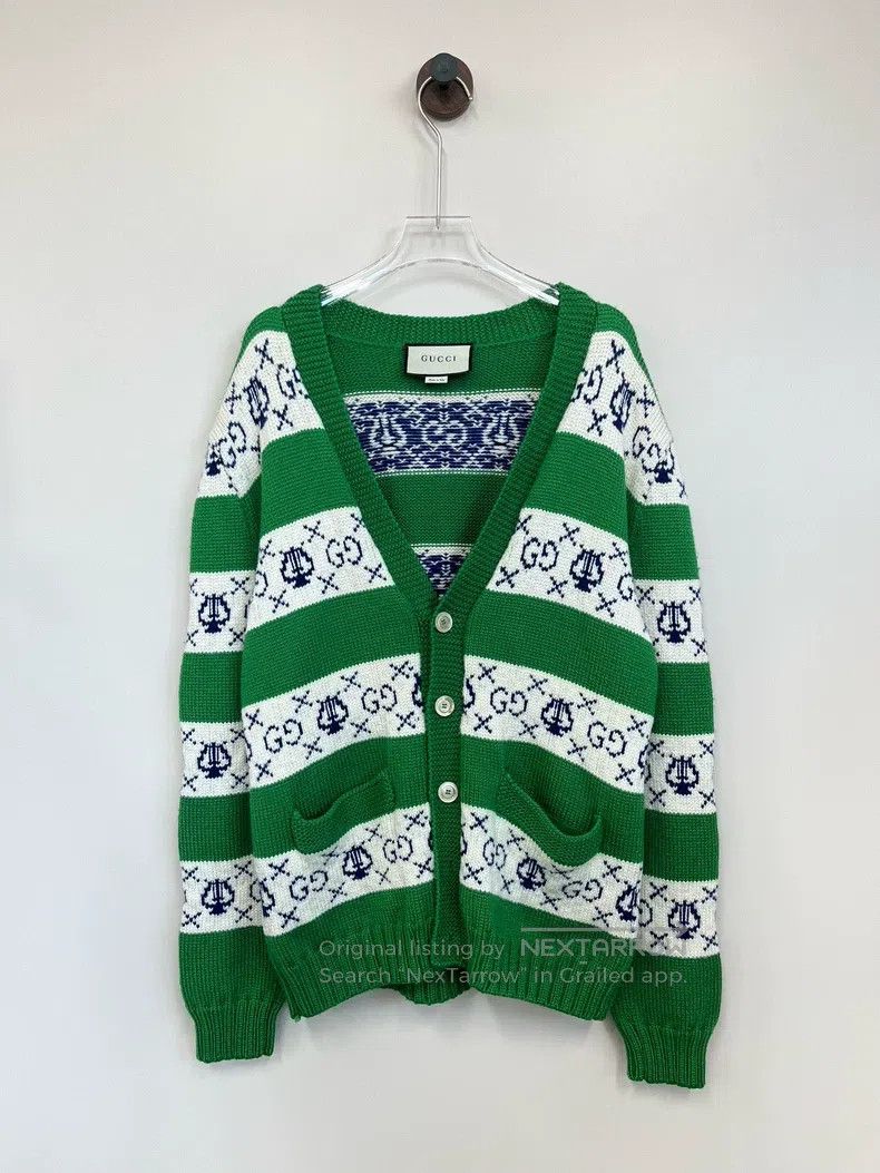 Gucci Gucci White and green striped GG knitted cardigan coat Size XS / US 0-2 / IT 36-38 - 1 Thumbnail