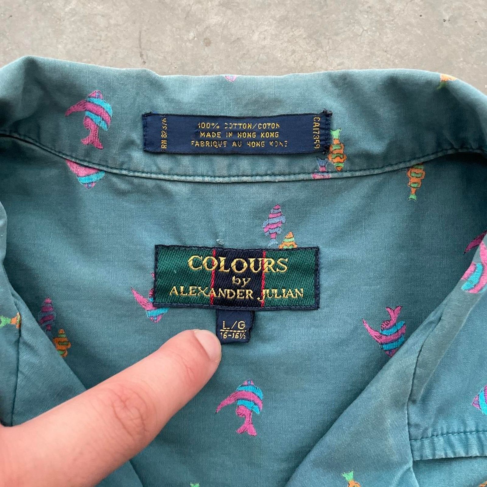 Vintage Vintage Colours Teal Fishes Button Up Shirt Size US L / EU 52-54 / 3 - 4 Thumbnail