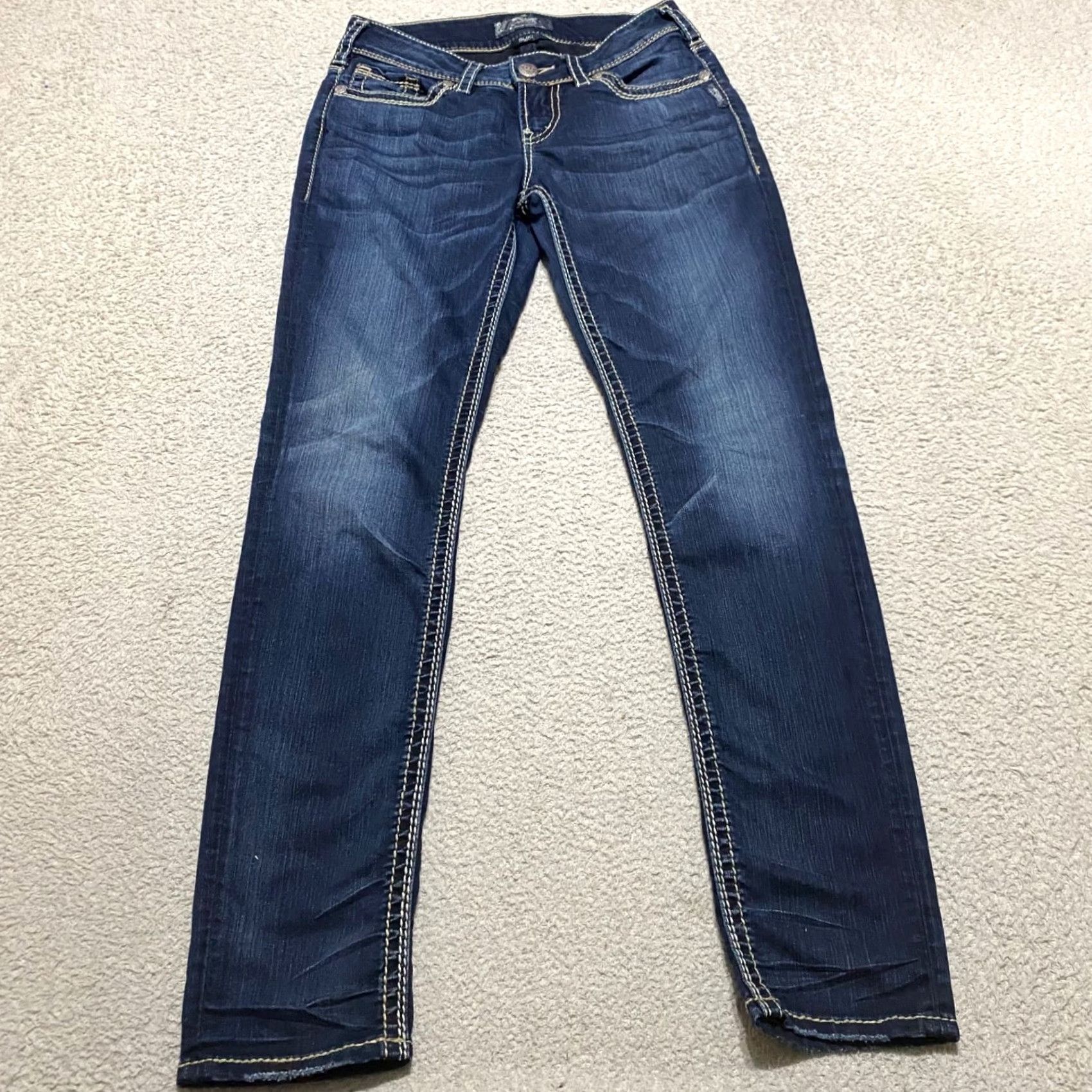 Silver Jeans Co. Silver Jeans Suki Jeans Women 28 Blue Denim Skinny Low Rise Regular 5-Pocket Dark Wash Shoes? Size 28" / US 6 / IT 42 - 2 Thumbnail