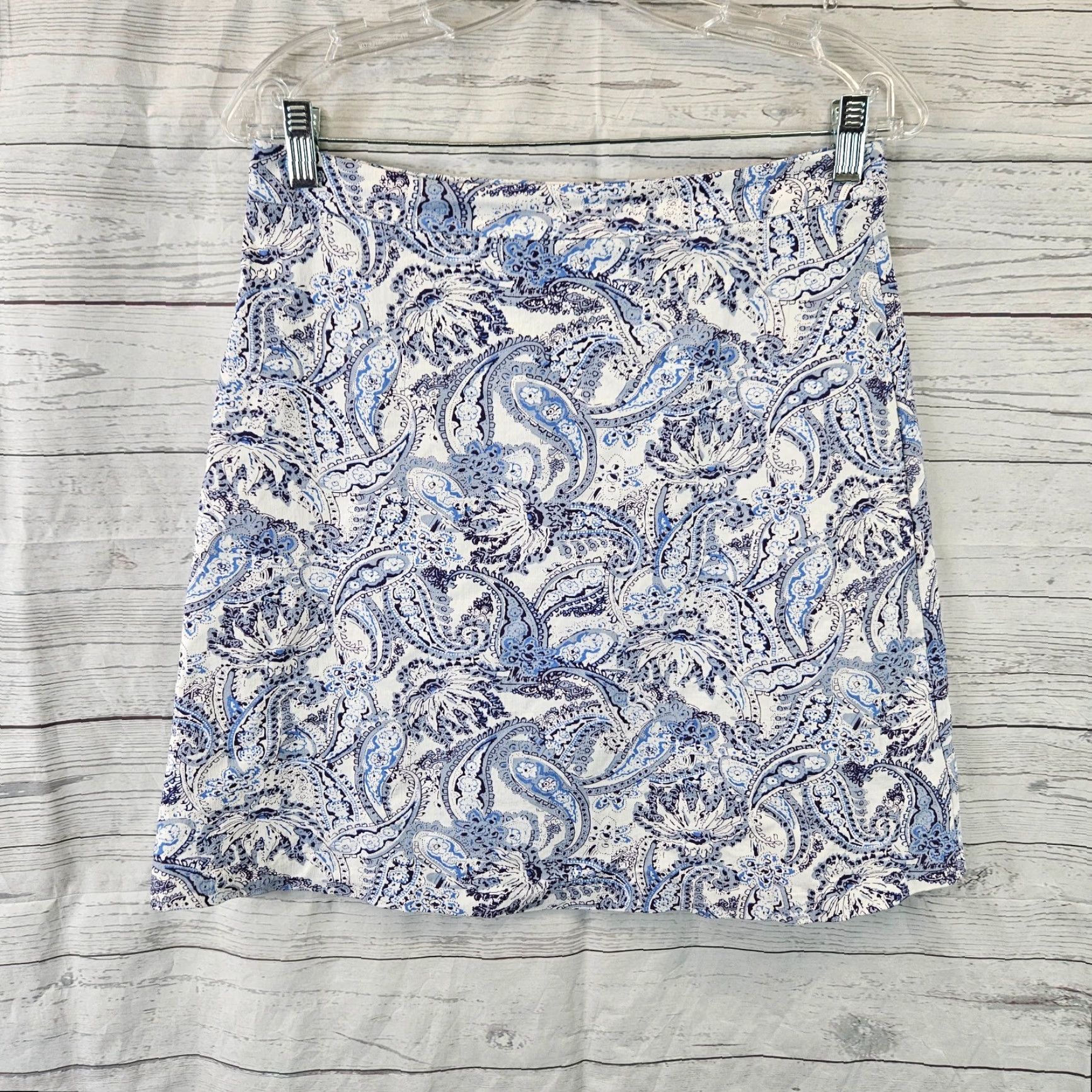 Vintage Margaret M Womens Skirt Paisley Short A-Line Pull On Rayon Blend Purple Blue Size M Size 32" / US 10 / IT 46 - 2 Thumbnail