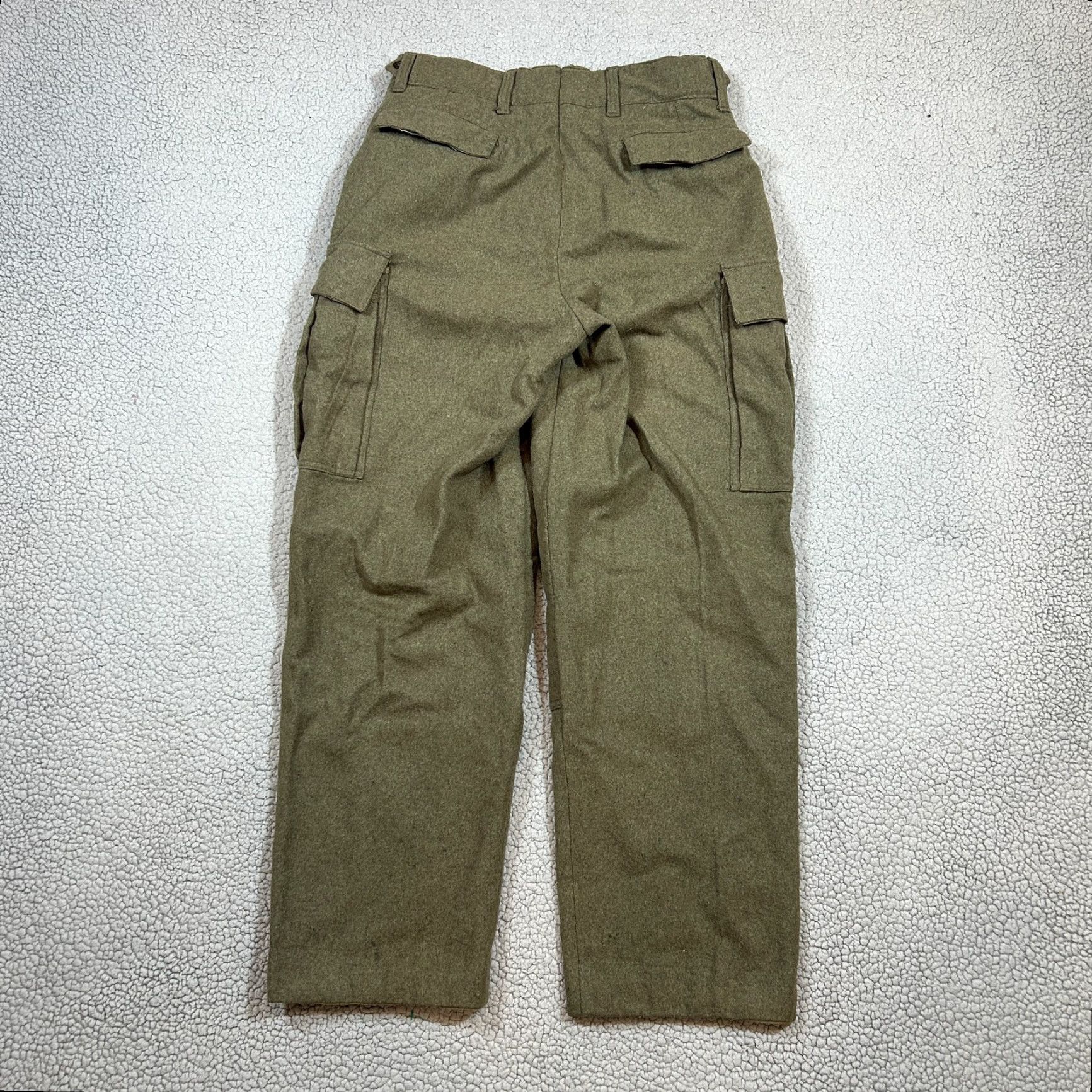 Olive VINTAGE Seyntex Belgian Army M51 Wool Field Cargo Pants Olive Green 31x28 Mens Casual Workwear Military Surplus Retro Size US 31 - 5 Thumbnail