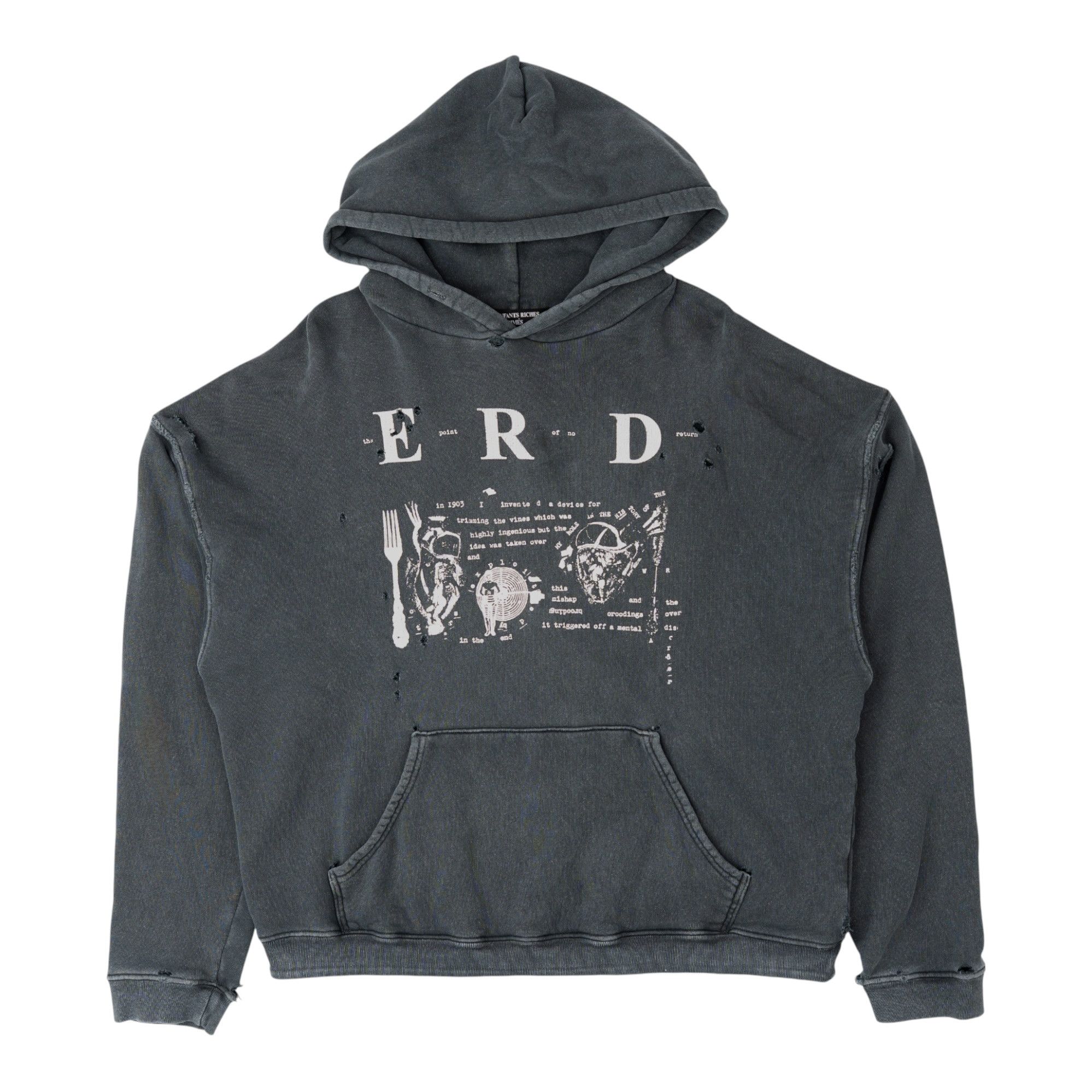 Enfants Riches Deprimes My Role in The War Logo Hooded Sweatshirt Charcoal White Size US M / EU 48-50 / 2 - 1 Thumbnail