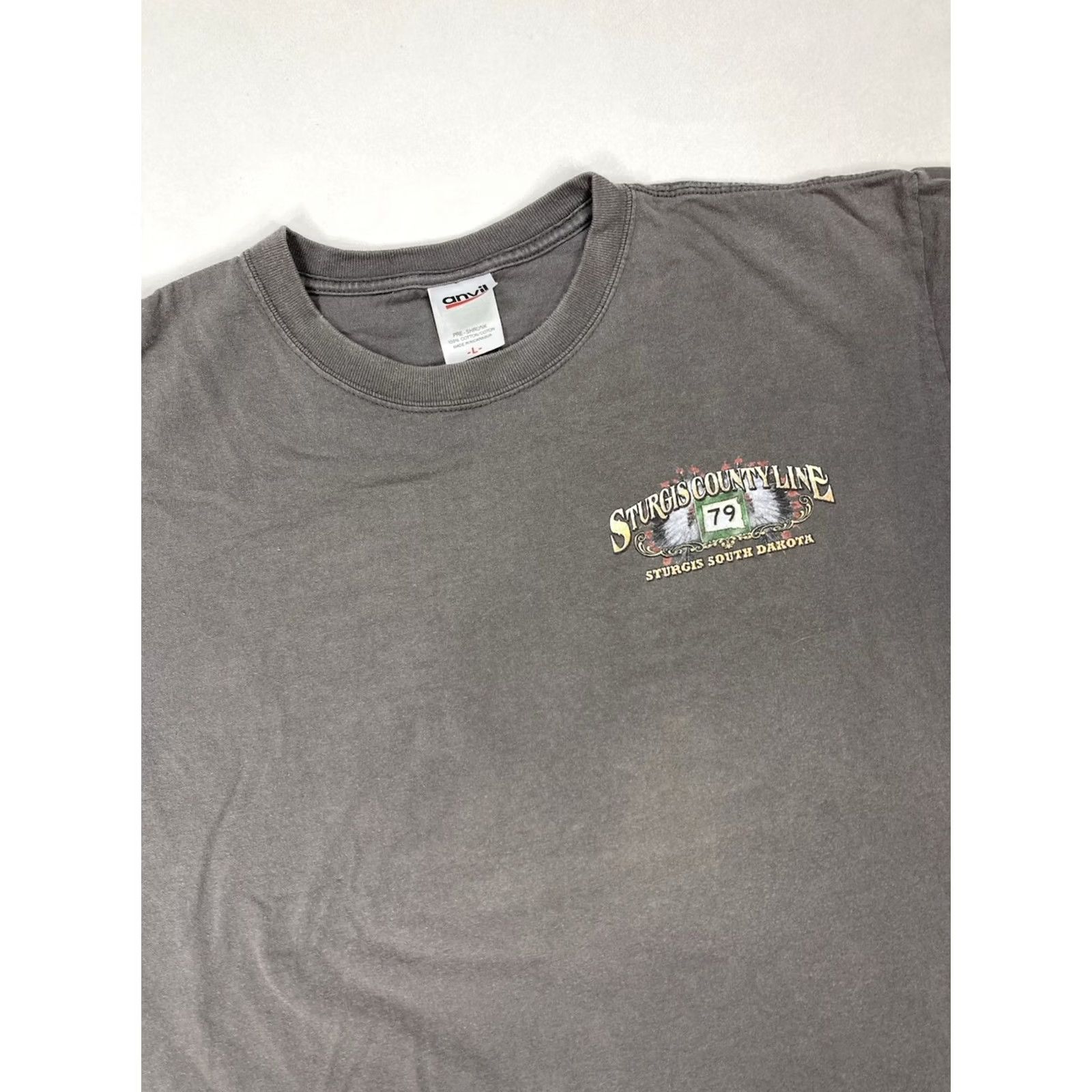Anvil Sturgis County Line Graphic T-shirt Men Large Gray Motorcycle South Dakota Size US XL / EU 56 / 4 - 4 Thumbnail