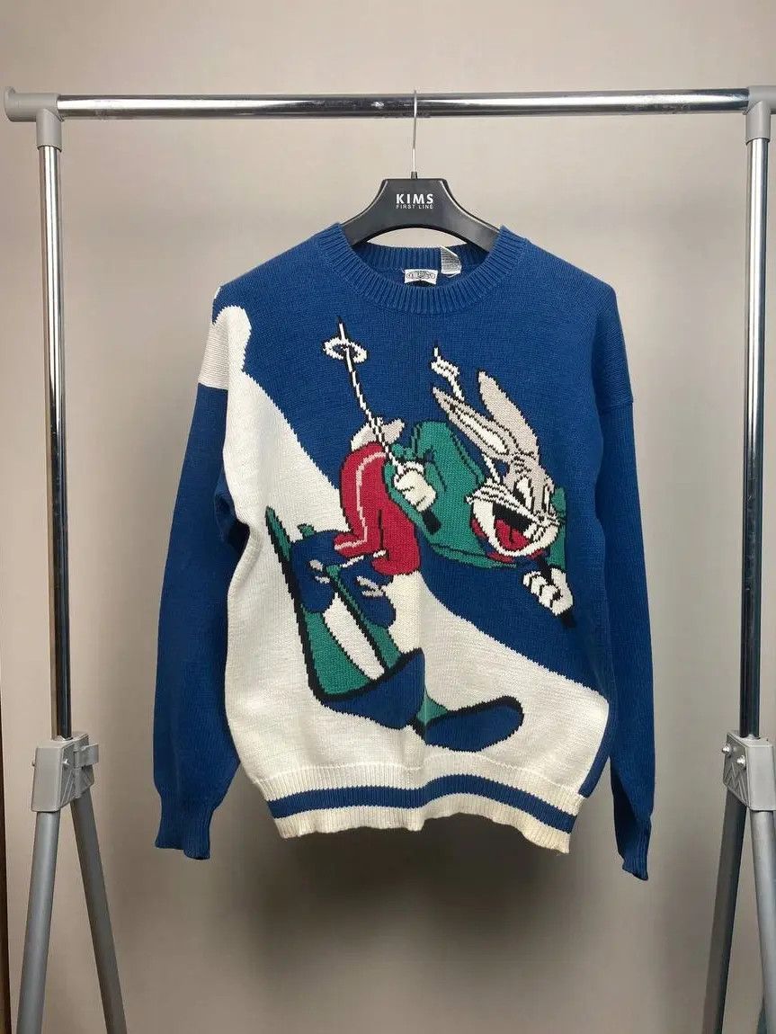 1997 Bugs Bunny Skiing All Over Print Crewneck Knitwear