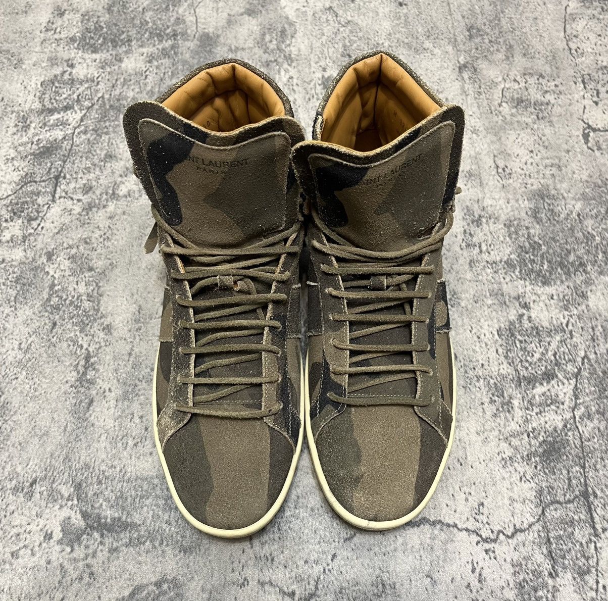 Saint Laurent Paris Saint Laurent High Top Sneakers Camouflage Size US 7.5 / EU 40-41 - 3 Thumbnail