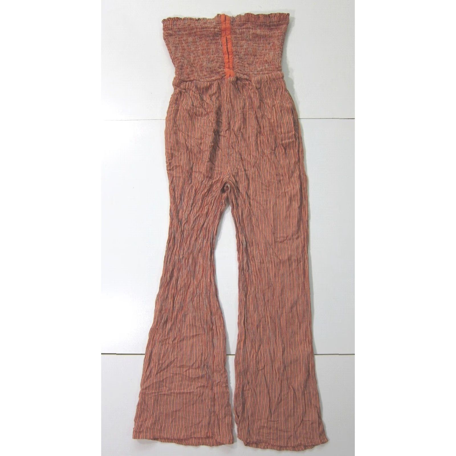 Vintage VINTAGE Aeropostale 100% Rayon Orange Stripe Strapless Pocket Romper Jumper Women Small Size S / US 4 / IT 40 - 2 Thumbnail