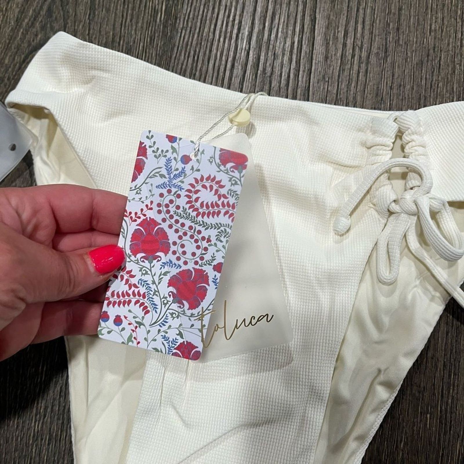Vintage NWT Toluca Luna Midi Bikini Bottom Ivory Micro Waffle Size S Size ONE SIZE - 3 Thumbnail