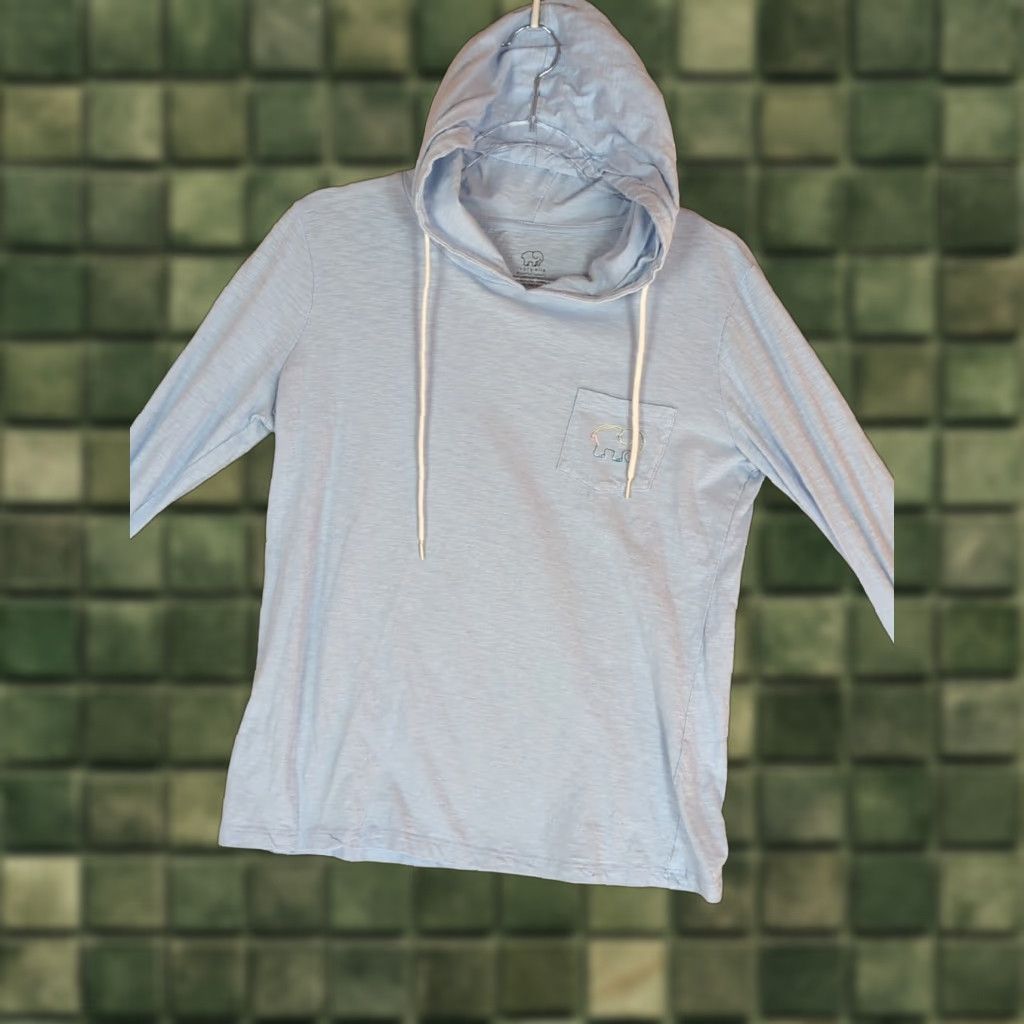 Vintage Ivory Ella Blue Long Sleeve T-Shirt Hoodie M Women Casual Beachy 100% Cotton Jersey Solid Size M / US 6-8 / IT 42-44 - 1 Thumbnail