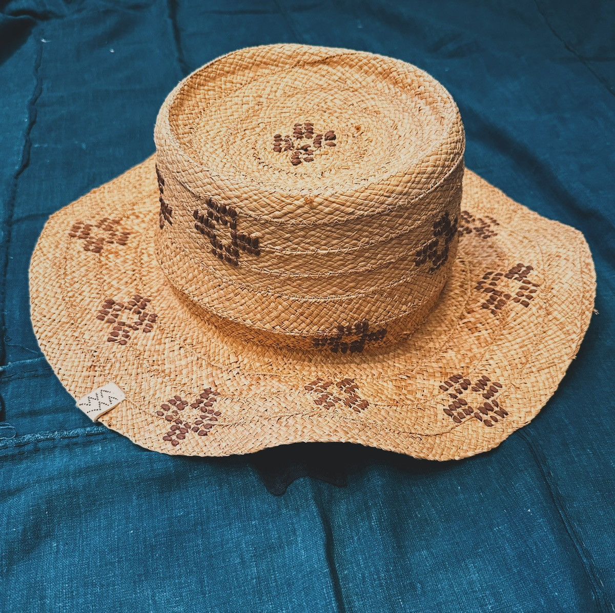 image of Visvim Raffia Boater Straw Hat in Brown, Men's