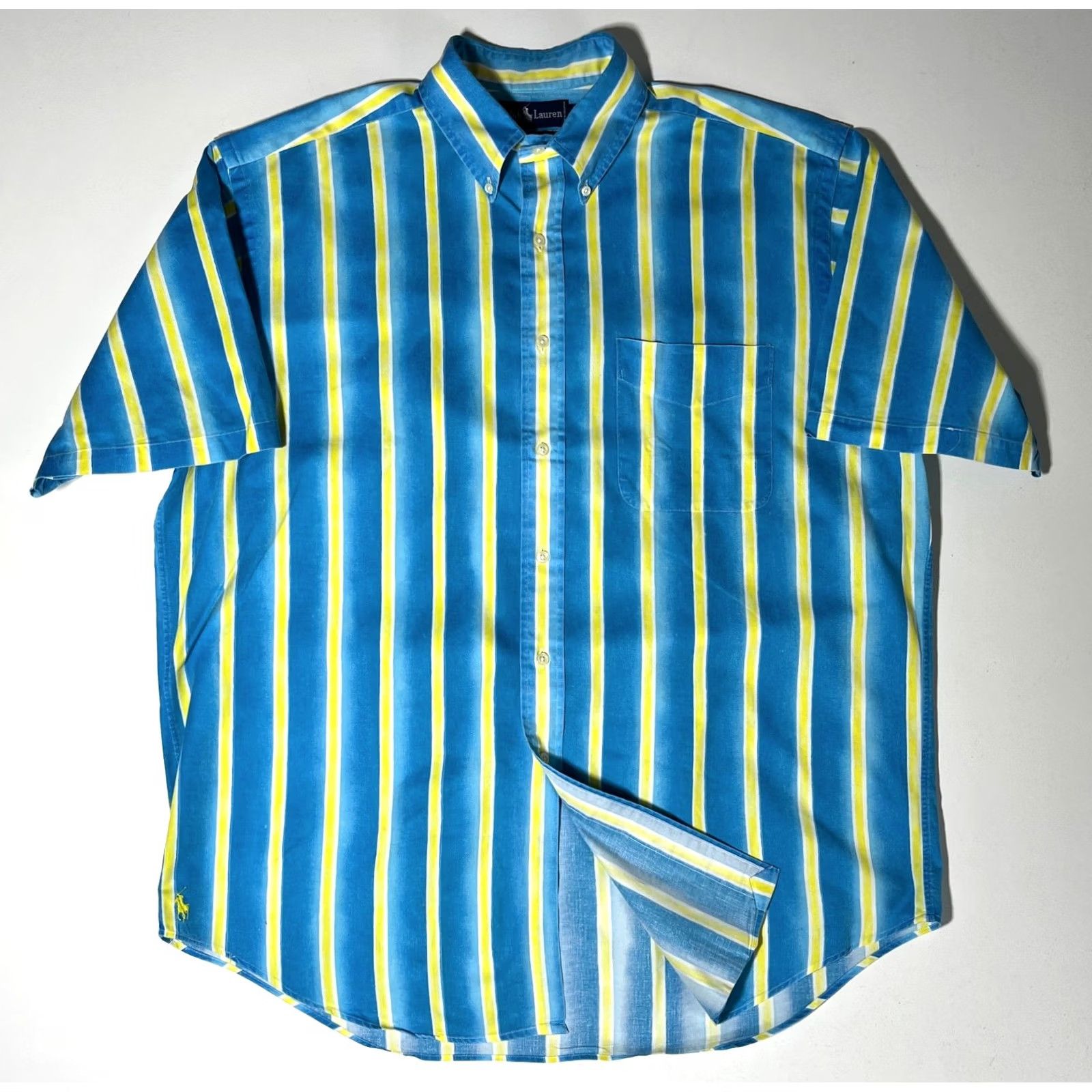 Ralph Lauren Men's Vintage Ralph Lauren Short Sleeve Button-Down Cotton Shirt Striped Sz L Size US L / EU 52-54 / 3 - 4 Thumbnail