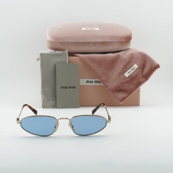 Miu Miu Miu Miu MUA52S ZVN60O Sunglasses Gold Cat Eye Frame, Blue Size ONE SIZE - 10 Thumbnail