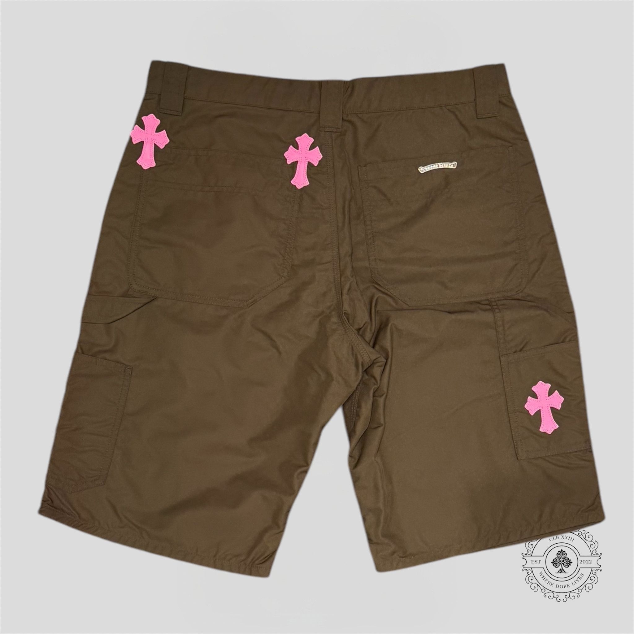 Chrome Hearts Chrome Hearts Leather Knee Nylon Shorts in Brown / Pink Size US 33 - 2 Thumbnail