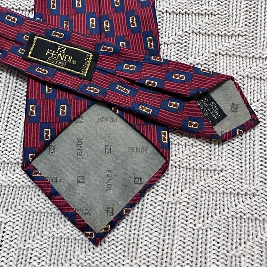 Fendi Vintage Fendi red monogram geometric silk tie Size ONE SIZE - 3 Thumbnail