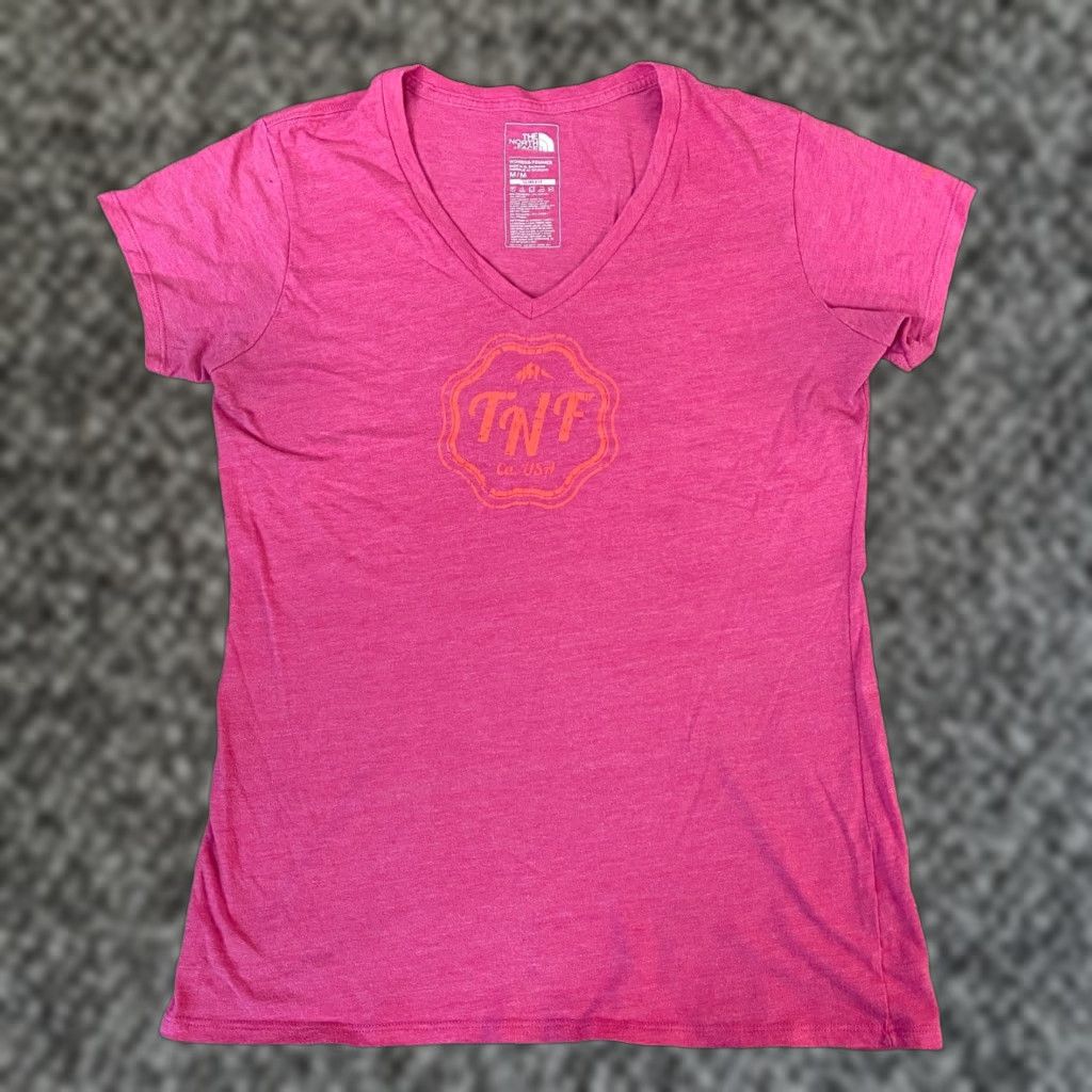 The North Face The North Face Womens T-Shirt V-Neck Pink Short Sleeve TNF Logo Slim Fit Casual Shirt M Size M / US 6-8 / IT 42-44 - 1 Thumbnail