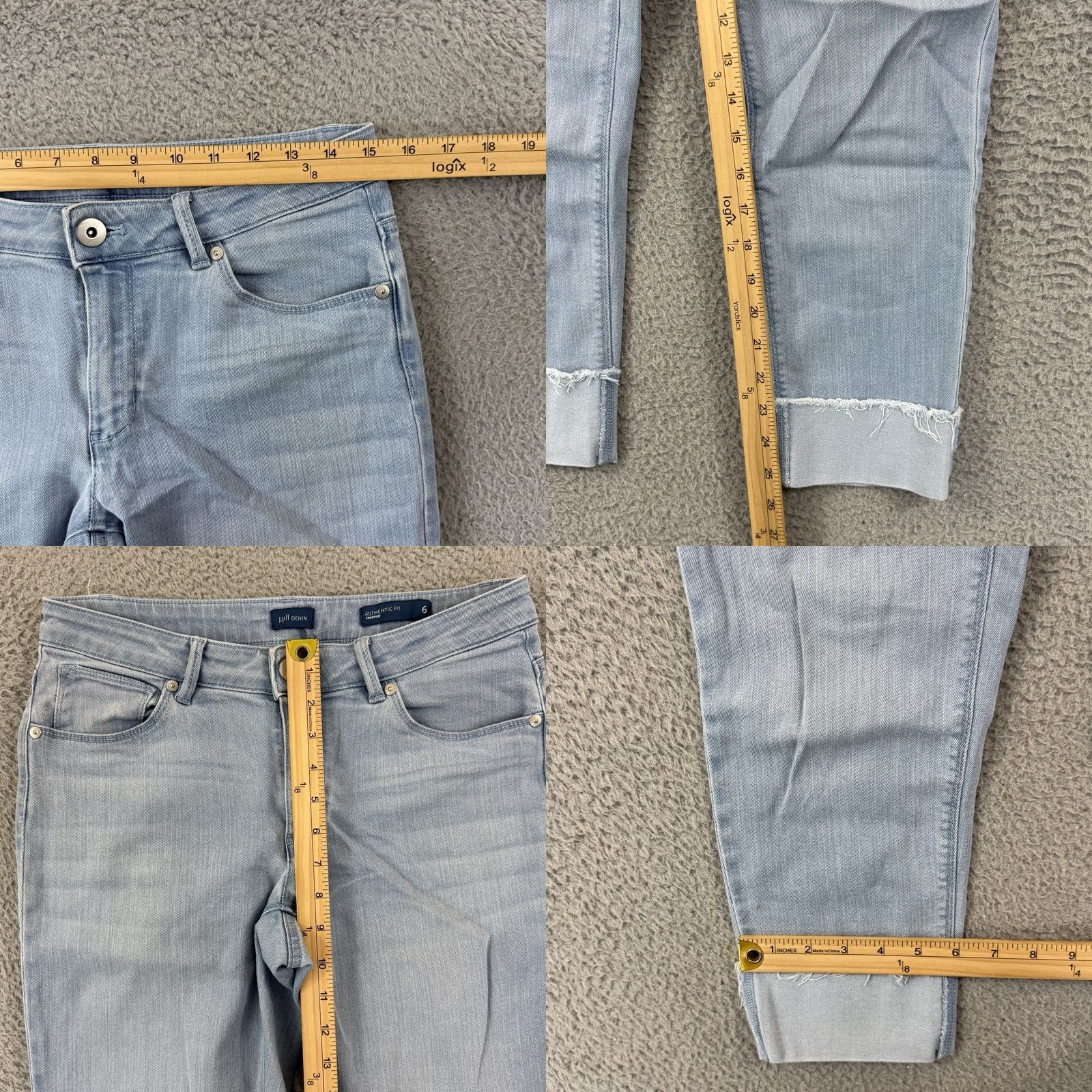 J. Jill J Jill Jeans Womens 6 Blue Cropped Cuffed 30x25 Mid Rise Denim Zip Preppy Boho Size 28" / US 6 / IT 42 - 8 Thumbnail