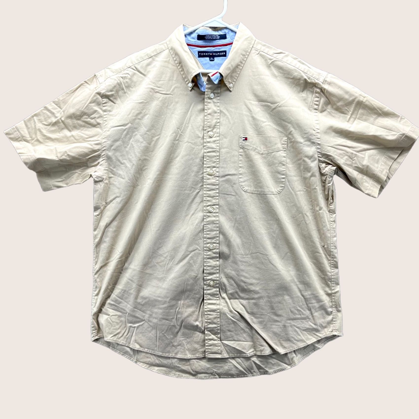 Tommy Hilfiger VINTAGE Tommy Hilfiger Shirt Mens XL Tan Casual Button Up Pocket Outdoors Camp Shirt Size US XL / EU 56 / 4 - 1 Thumbnail