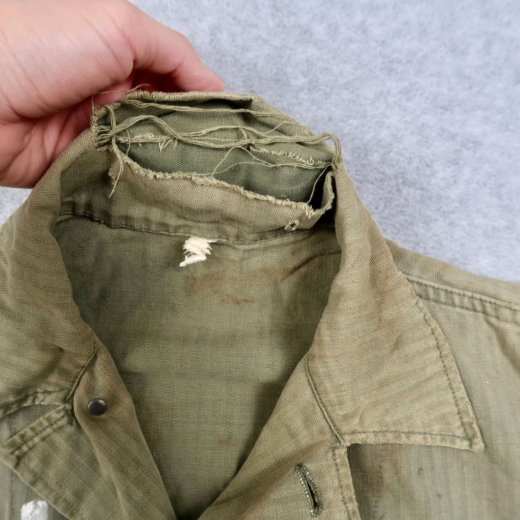 Vintage Vintage 40s WW2 HBT Utility Jacket P43 Sz M / L - Military Green Denim 13 Star Buttons - Fair Condition Size US L / EU 52-54 / 3 - 5 Thumbnail