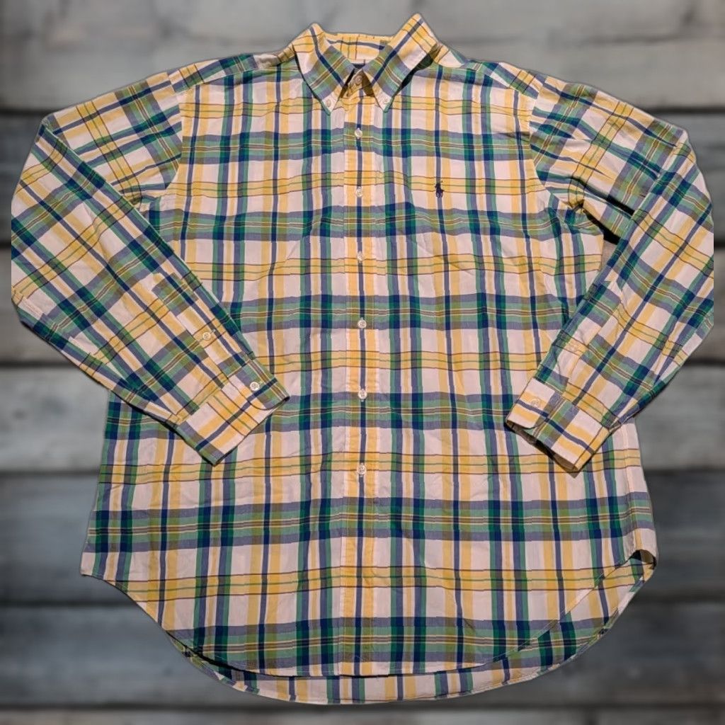 Polo Ralph Lauren VINTAGE Polo Ralph Lauren Plaid Button-Up Shirt Mens Classic Fit Size L Yellow Blue Retro 90s Size US L / EU 52-54 / 3 - 1 Thumbnail