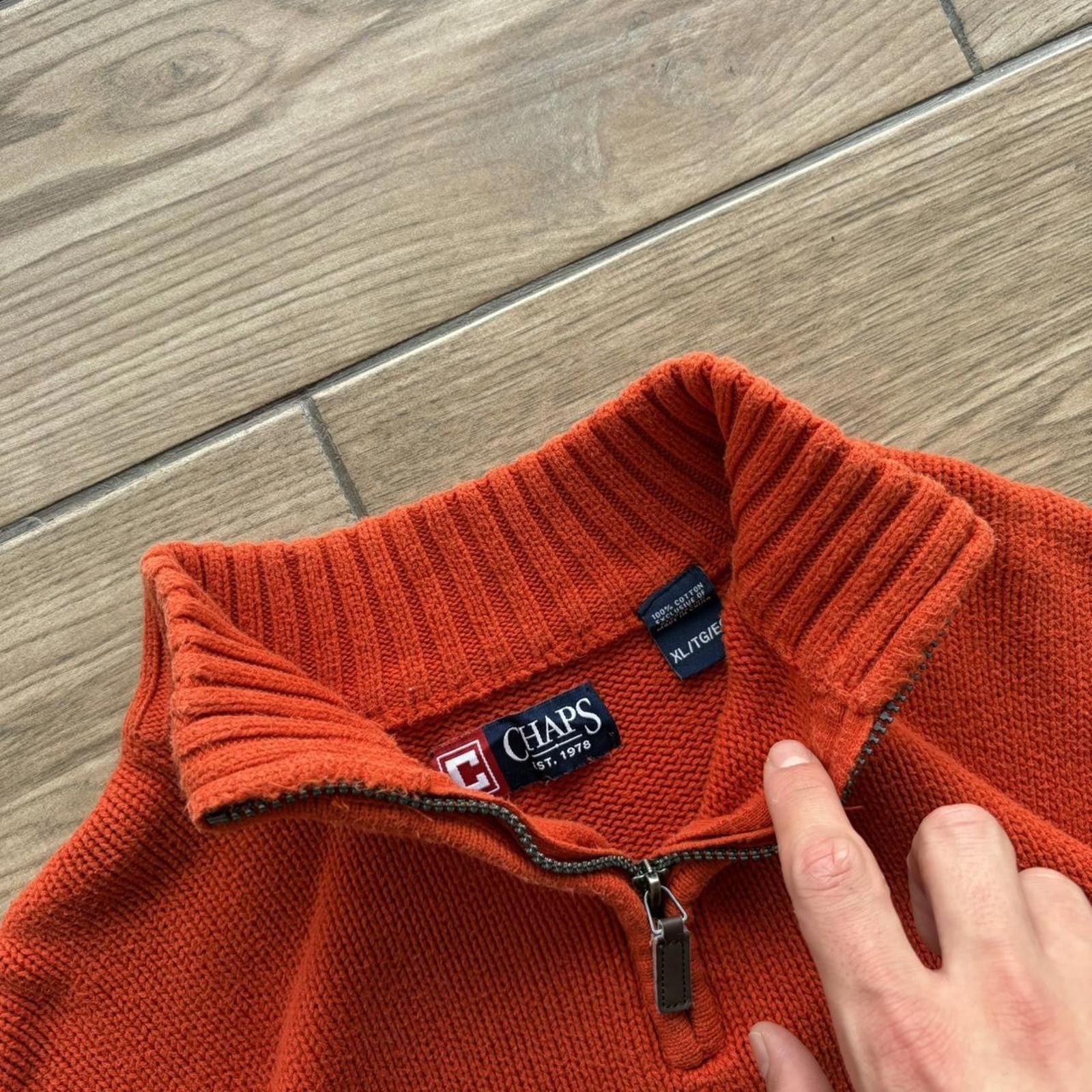 Chaps Vintage Orange Chaps Knit Quarter Zip Sweater Size US XL / EU 56 / 4 - 4 Thumbnail