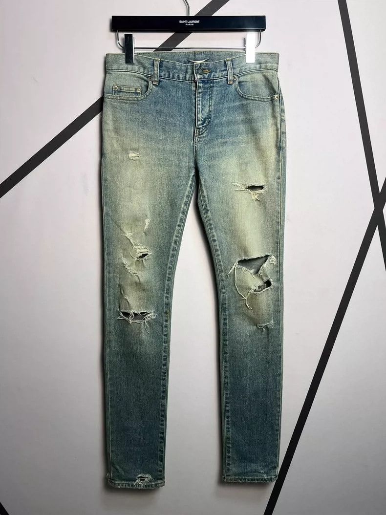 Saint Laurent 17 Autumn and Winter Yellow Mud Washed Blue B