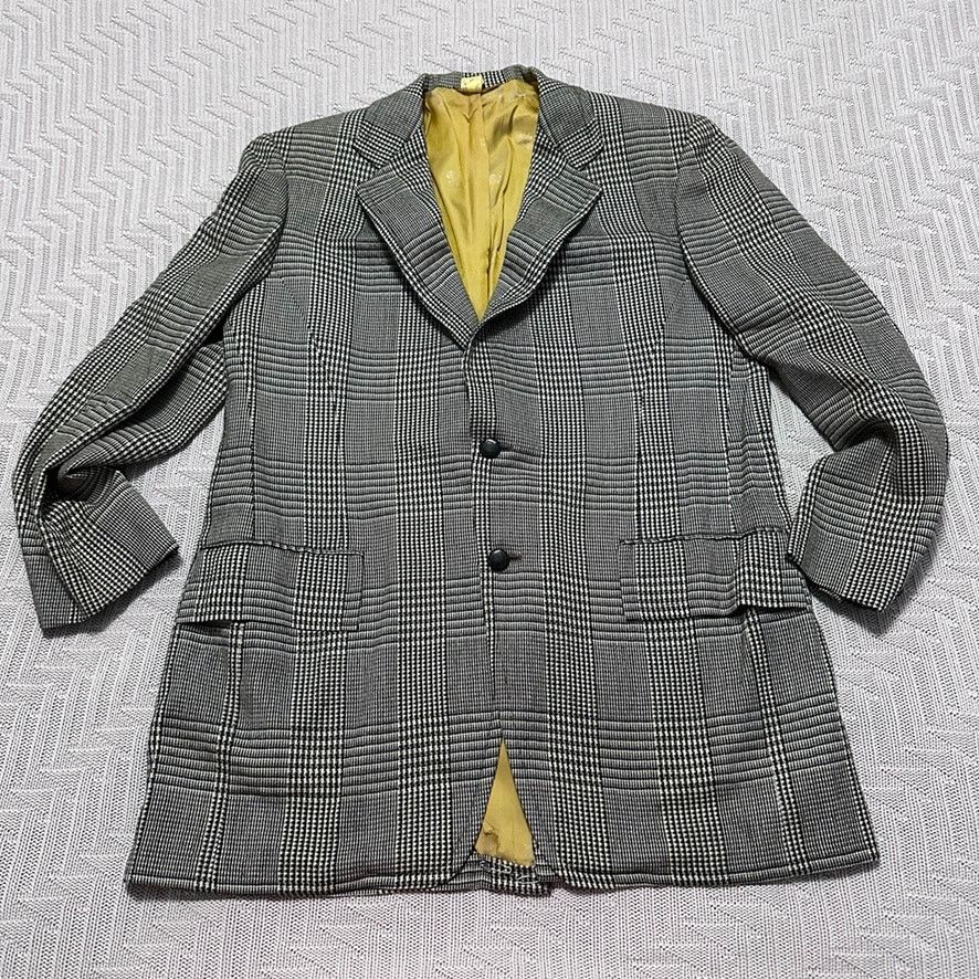 Vintage Vintage black and white Glen Check plaid blazer sport coat Size 44R - 1 Thumbnail