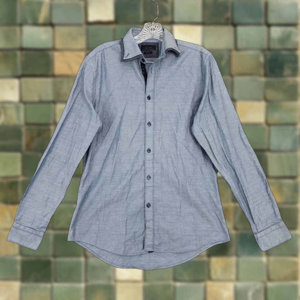 Zara Zara Man Slim Button-Up Long Sleeve Shirt Blue M Mens Size US M / EU 48-50 / 2 - 1 Thumbnail