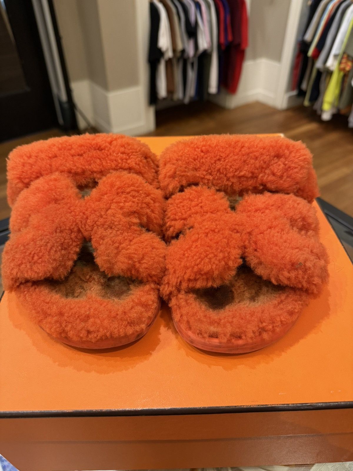 Hermes Hermes Chypre Wool Sandals - Orange Size US 9 / IT 39 - 5 Thumbnail