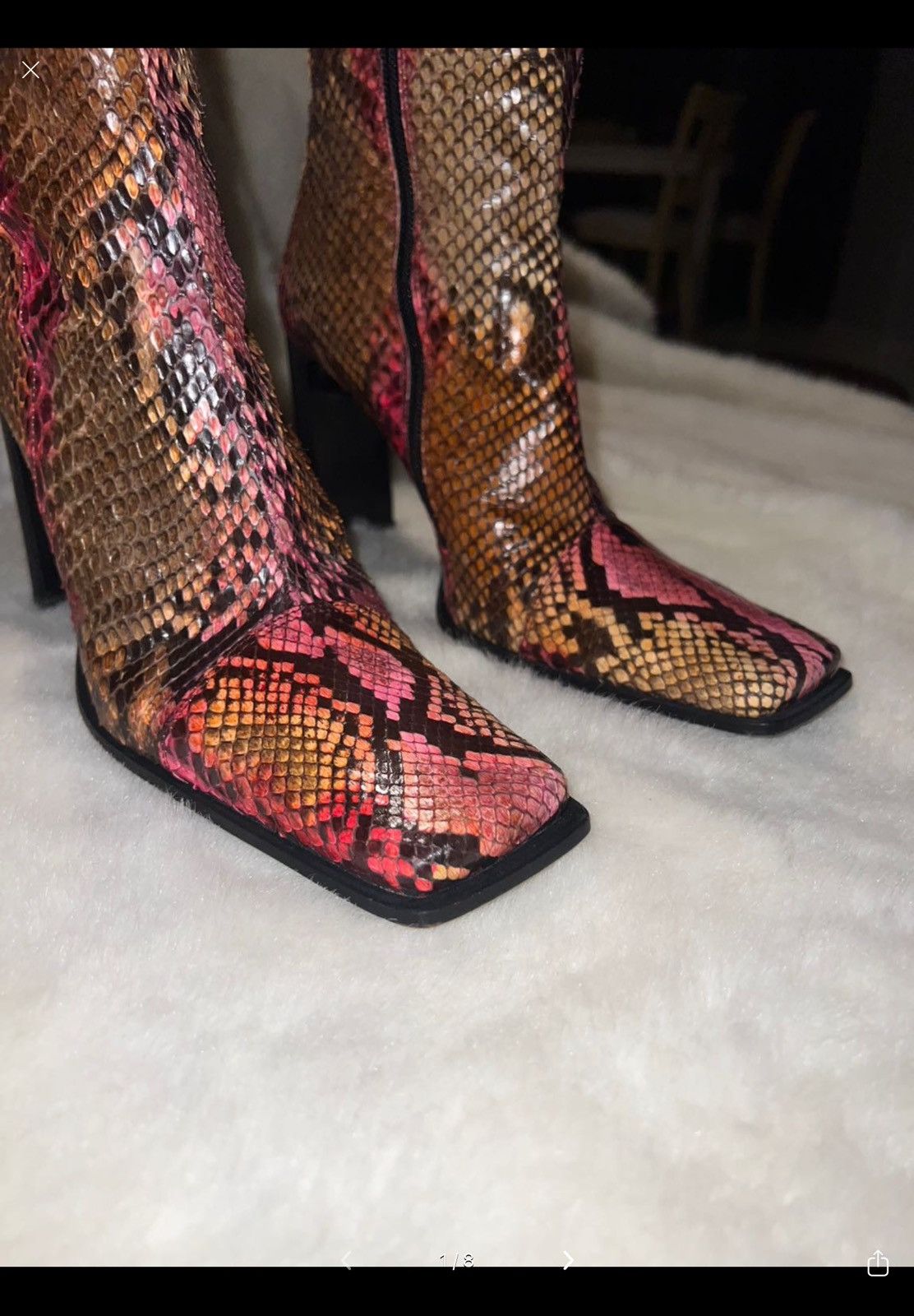 Le Silla Genuine Snake Skin Square Front Le Silla Boots Size US 7 / IT 37 - 7 Thumbnail