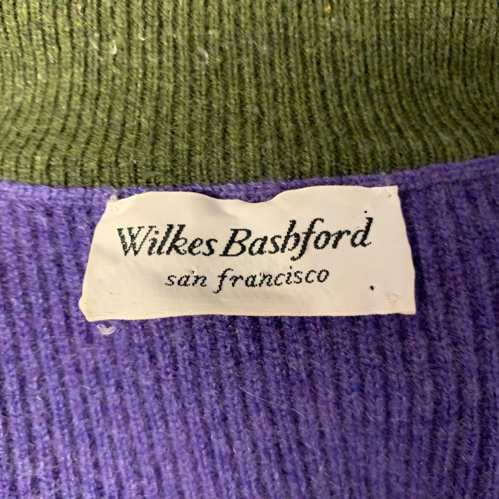 Wilkes Bashford XL Purple Olive Knit Cashmere 1/4 Zip Sweater Size US XL / EU 56 / 4 - 4 Thumbnail