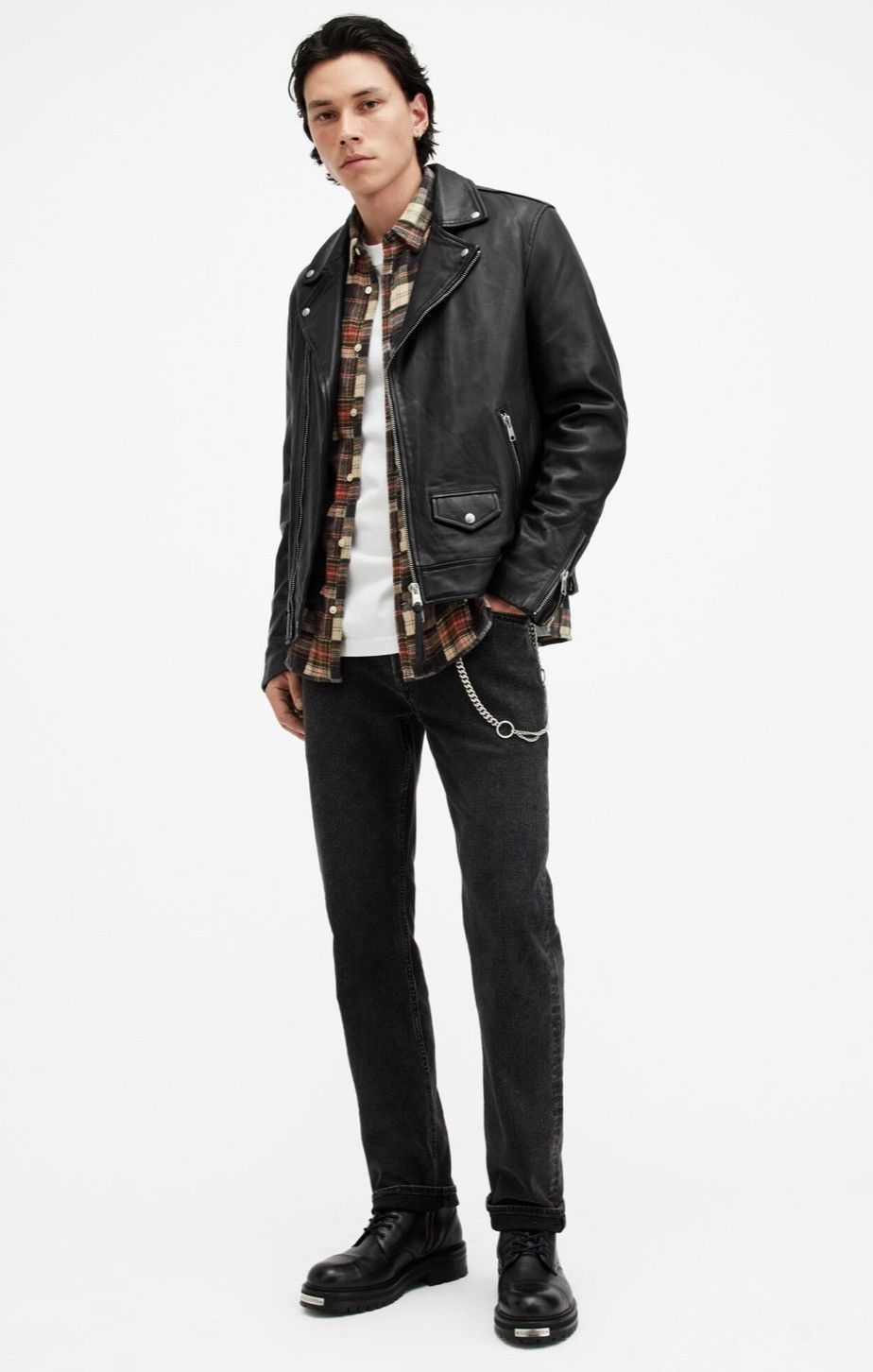 Milo Asymmetric Zip Leather Biker Jacket