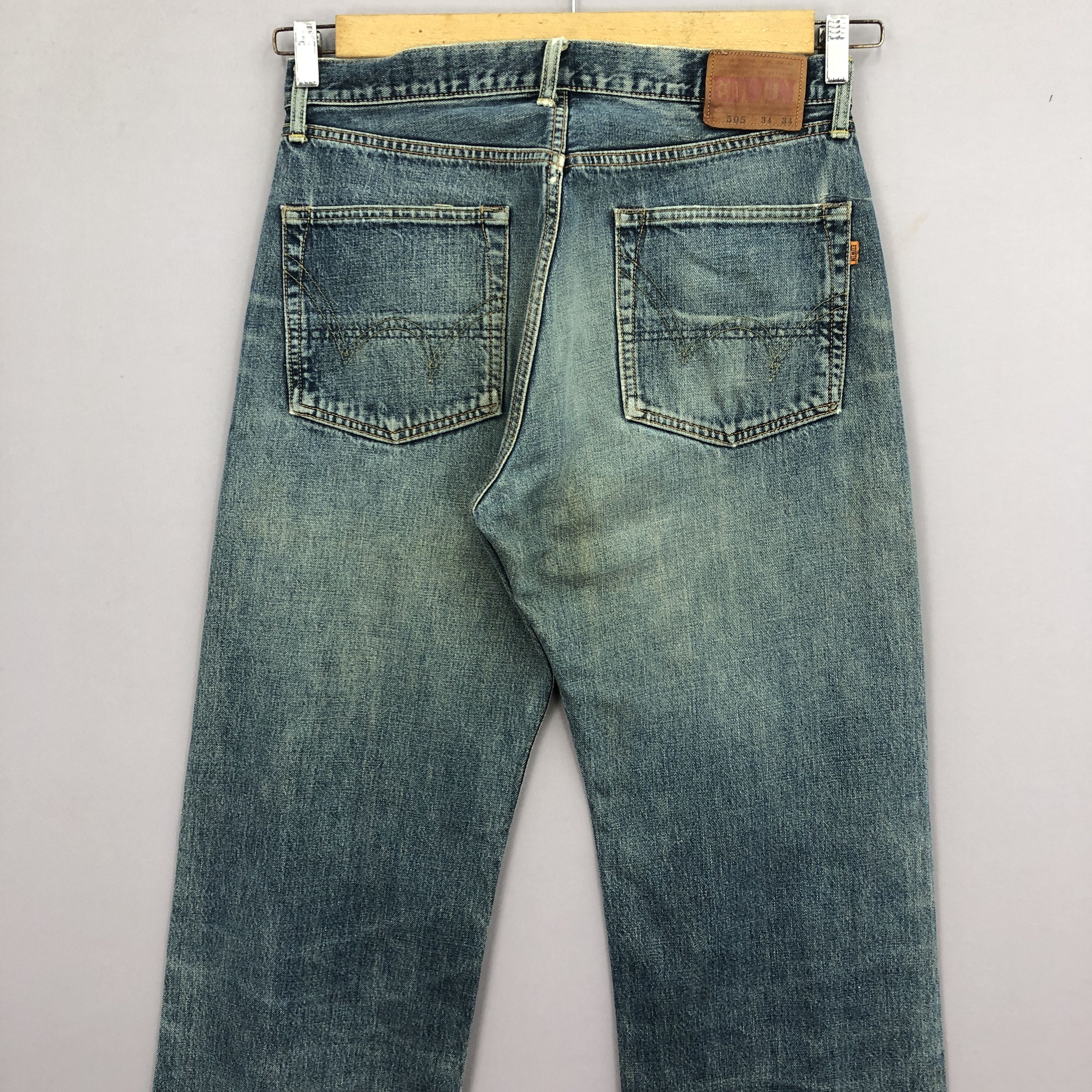 Edwin Vintage Edwin 505 Selvedge Jeans Distressed Mud Wash Denim Size US 32 / EU 48 - 4 Thumbnail