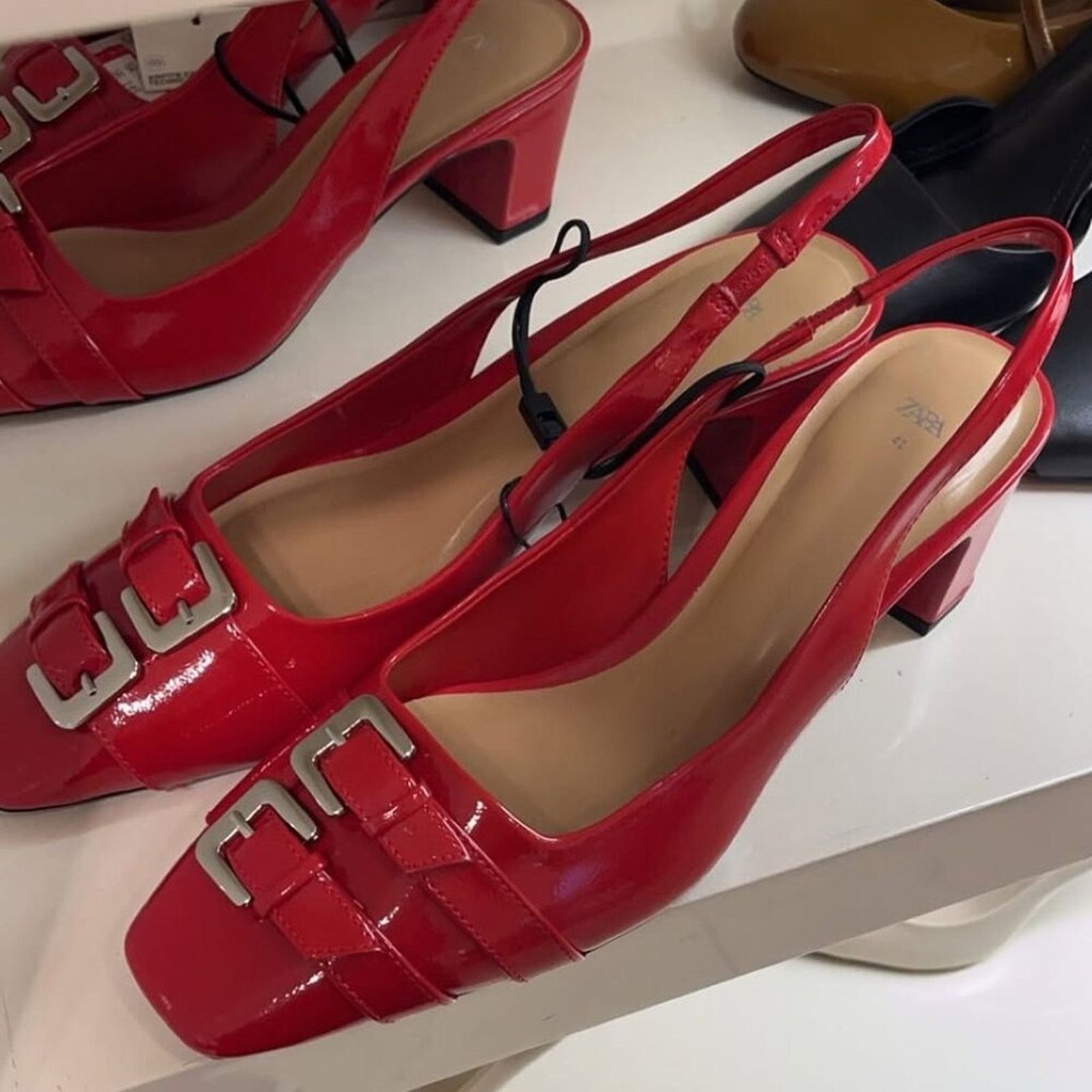 Zara ZARA Red Patent Slingbacks NWT Size US 7.5 / IT 37.5 - 16 Thumbnail