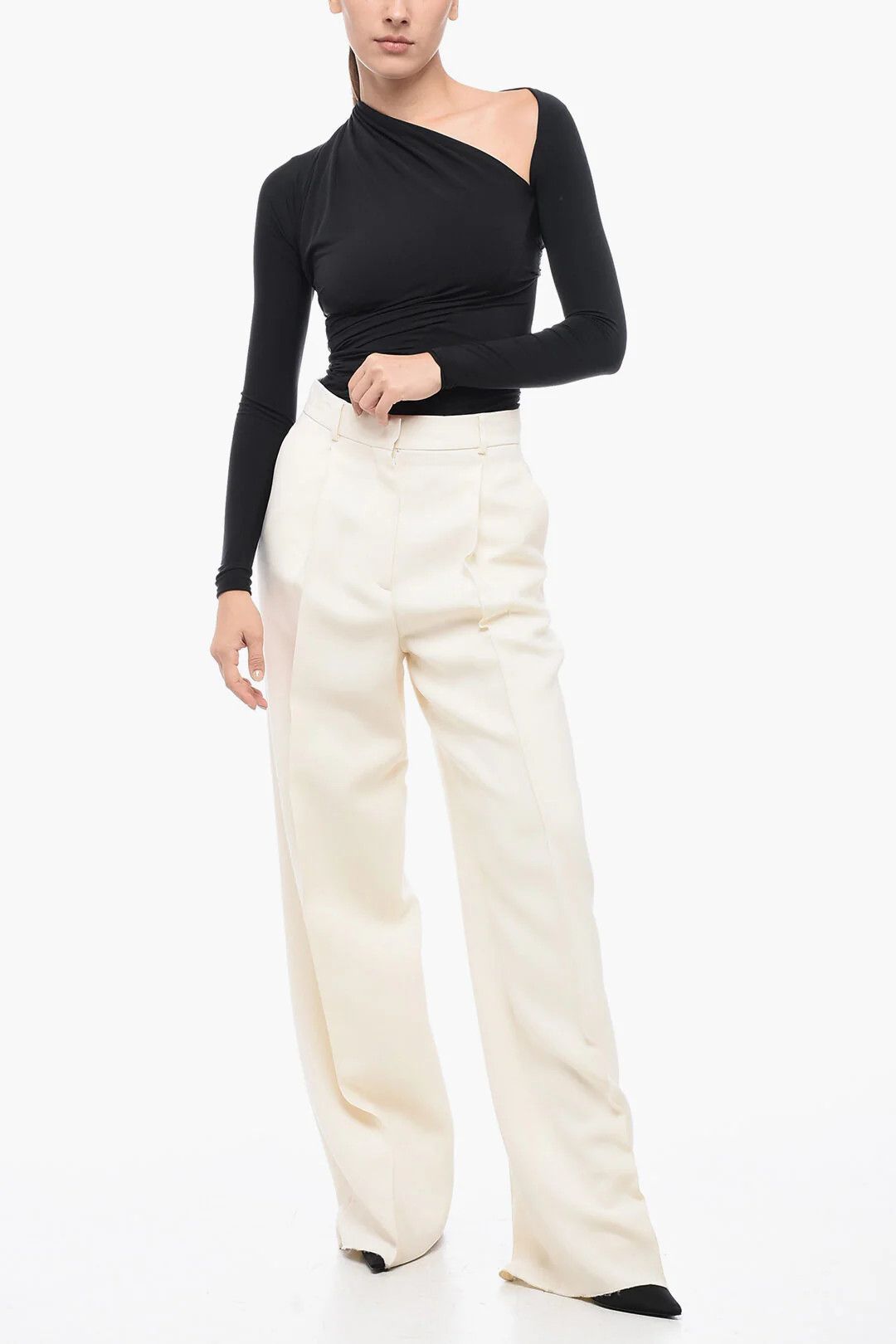 Dior o1mm0326 Wool High-Waist Pant in Beige Size 32" / US 10 / IT 46 - 4 Thumbnail