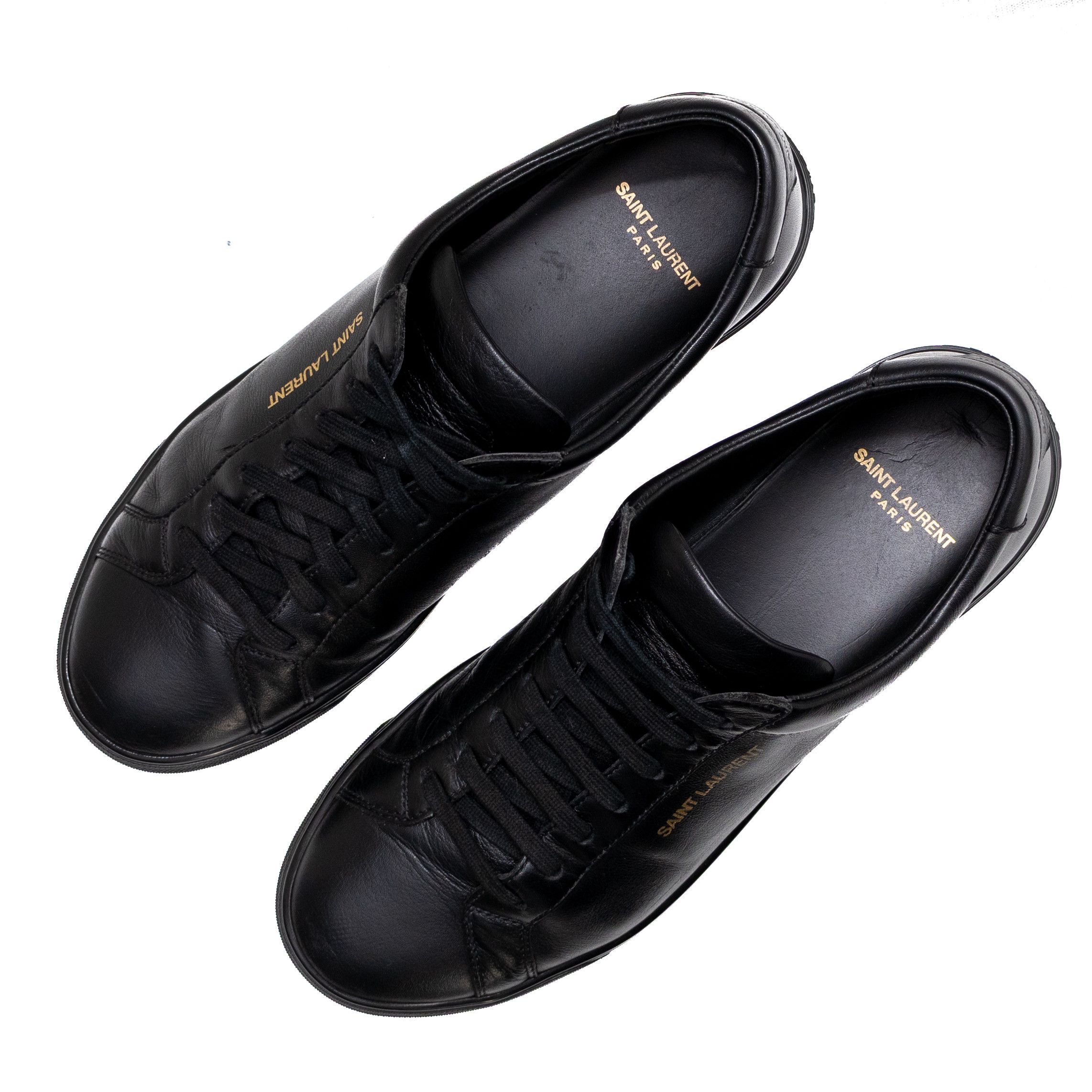 Saint Laurent Paris SAINT LAURENT ANDY BLACK LEATHER LOGO SNEAKERS SZ 8 Size US 8 / EU 41 - 9 Thumbnail