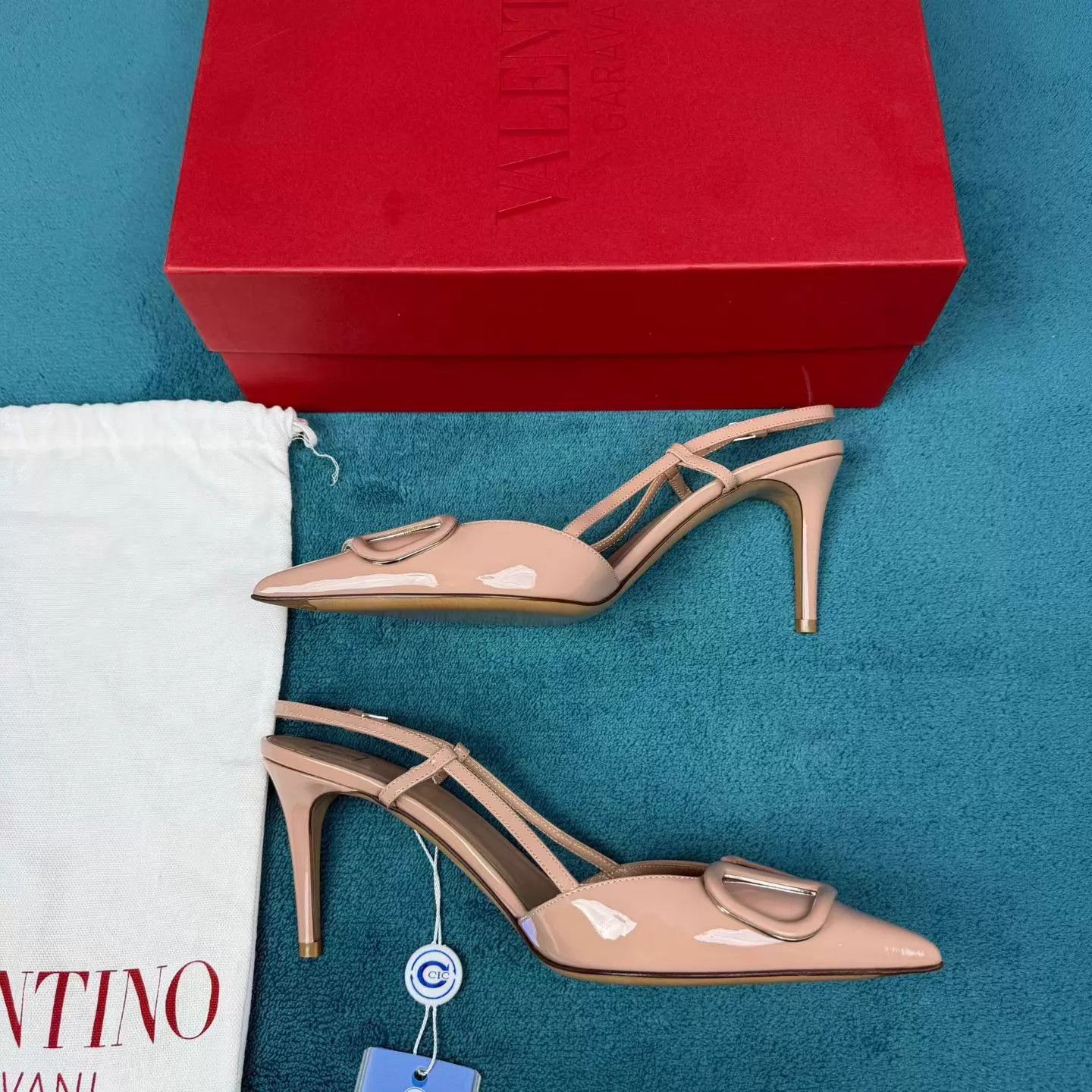Valentino Valentino Patent Back-Lace Stiletto Cinnamon Pink Size US 6.5 / IT 36.5 - 3 Thumbnail