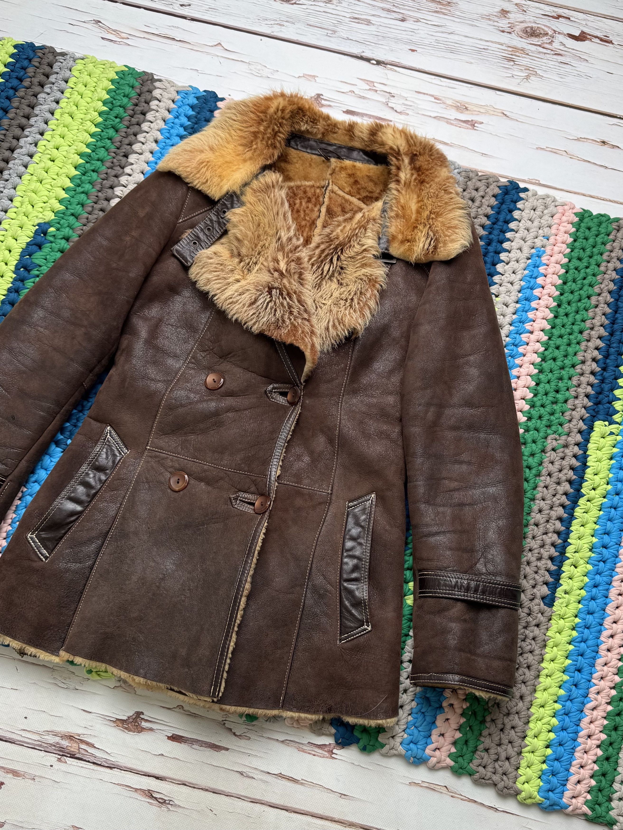 Japanese Brand Vintage Real Sheepskin Coat (ET1)(D15) Size S / US 4 / IT 40 - 3 Thumbnail